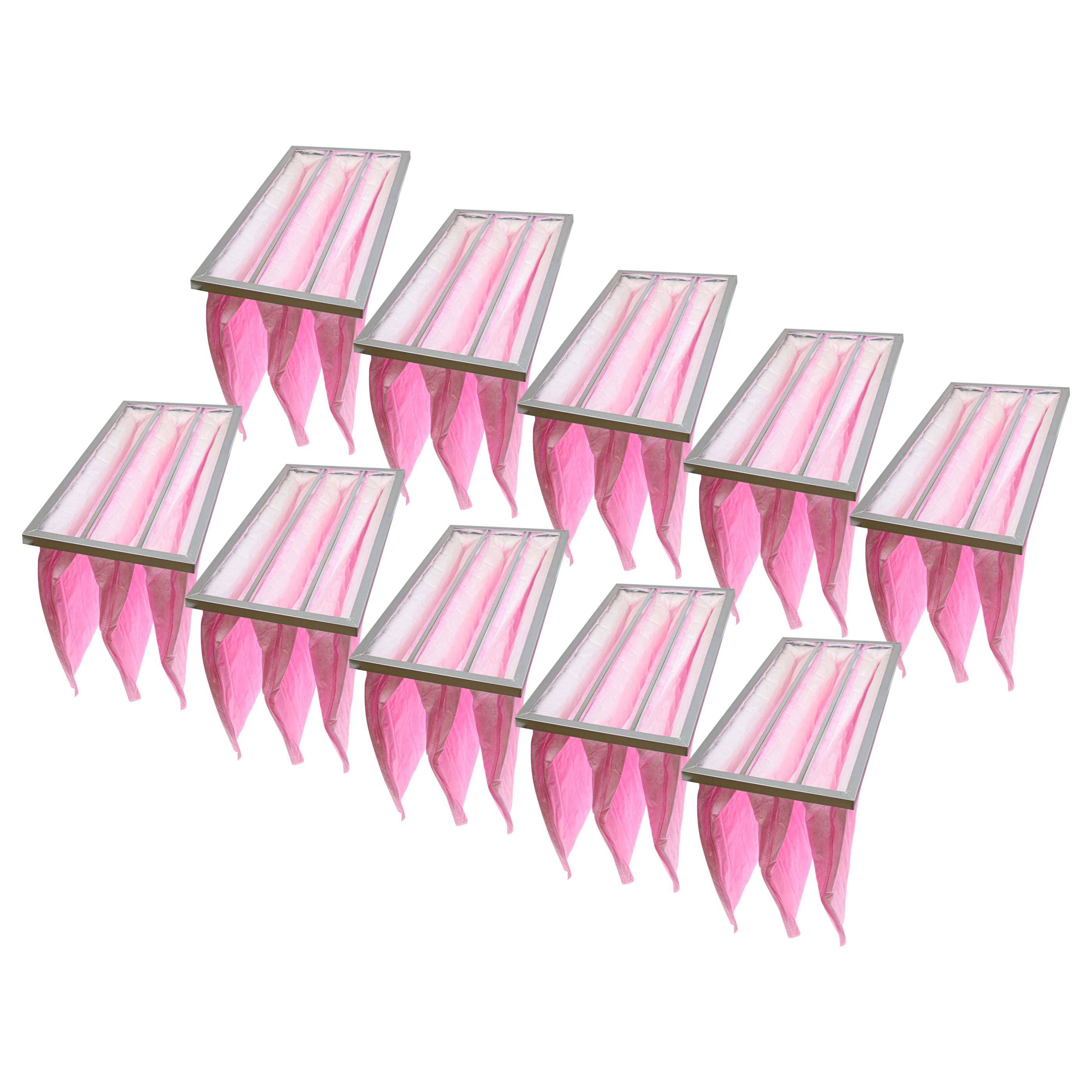 vhbw 10x Taschenfilter für Klima- und Lüftungsanlagen - Filter F7, 28,7 x 59,2 x 36 cm Rosa