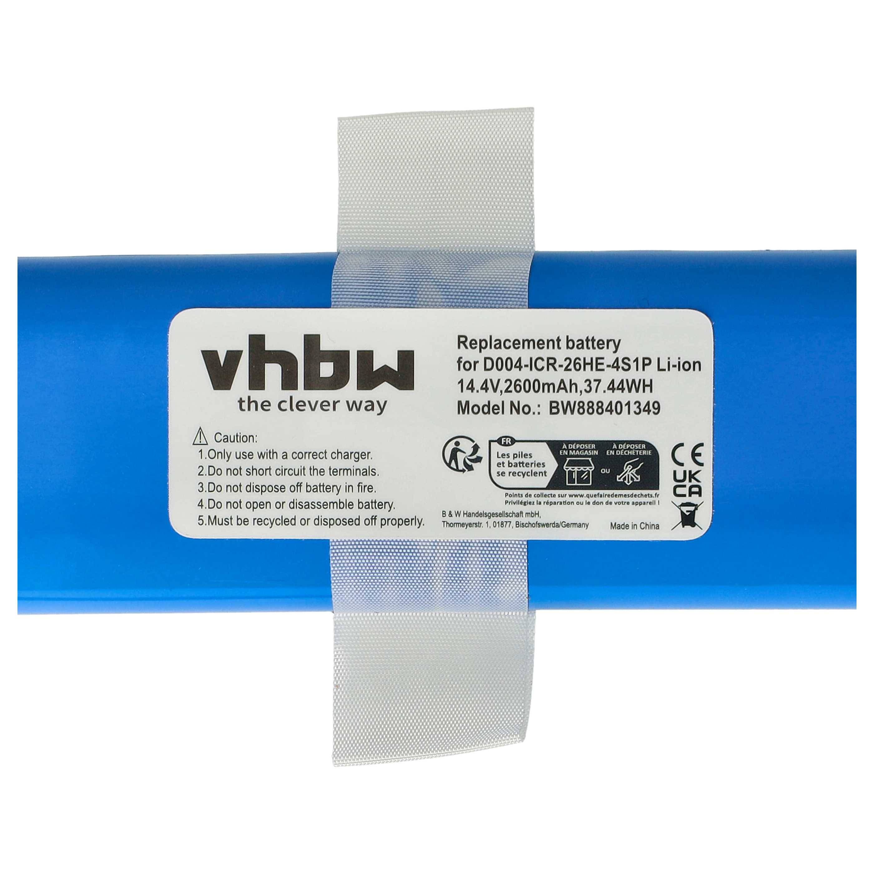 vhbw Akku kompatibel mit Hoover Rogue 970 Wi-Fi Connected, 970 Robot Vacuum Staubsauger (2600 mAh, 14,4 V, Li-Ion)