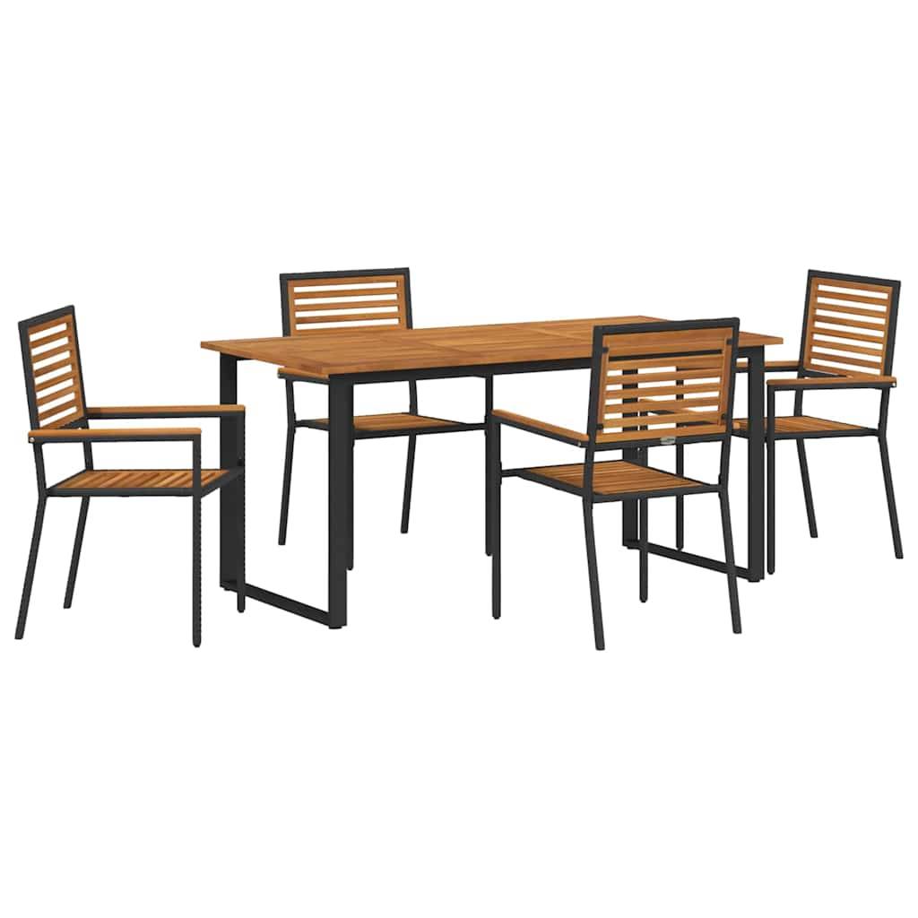 vidaXL Garten Essgruppe 5 pcs Schwarz Massivholz Akazie