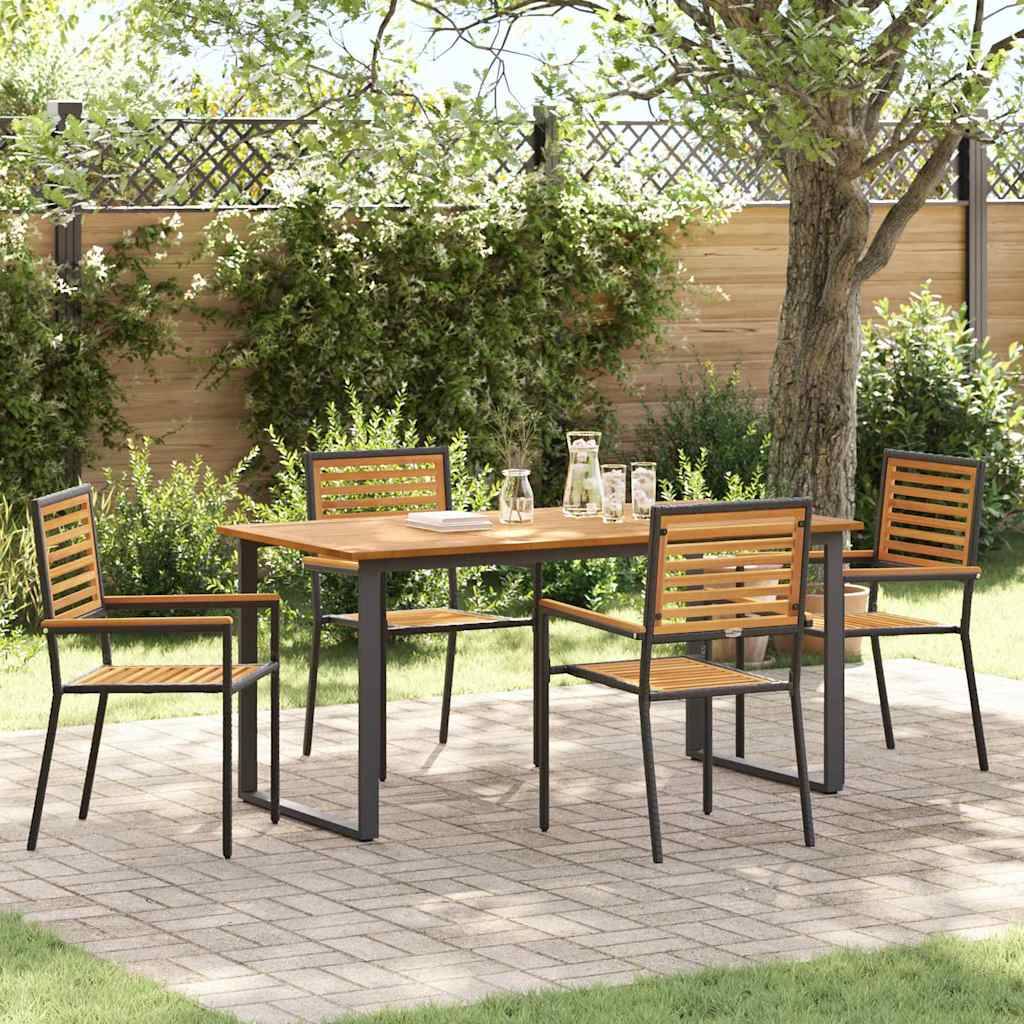 vidaXL Garten Essgruppe 5 pcs Schwarz Massivholz Akazie