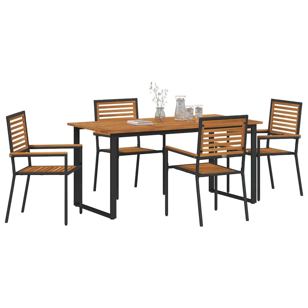 vidaXL Garten Essgruppe 5 pcs Schwarz Massivholz Akazie