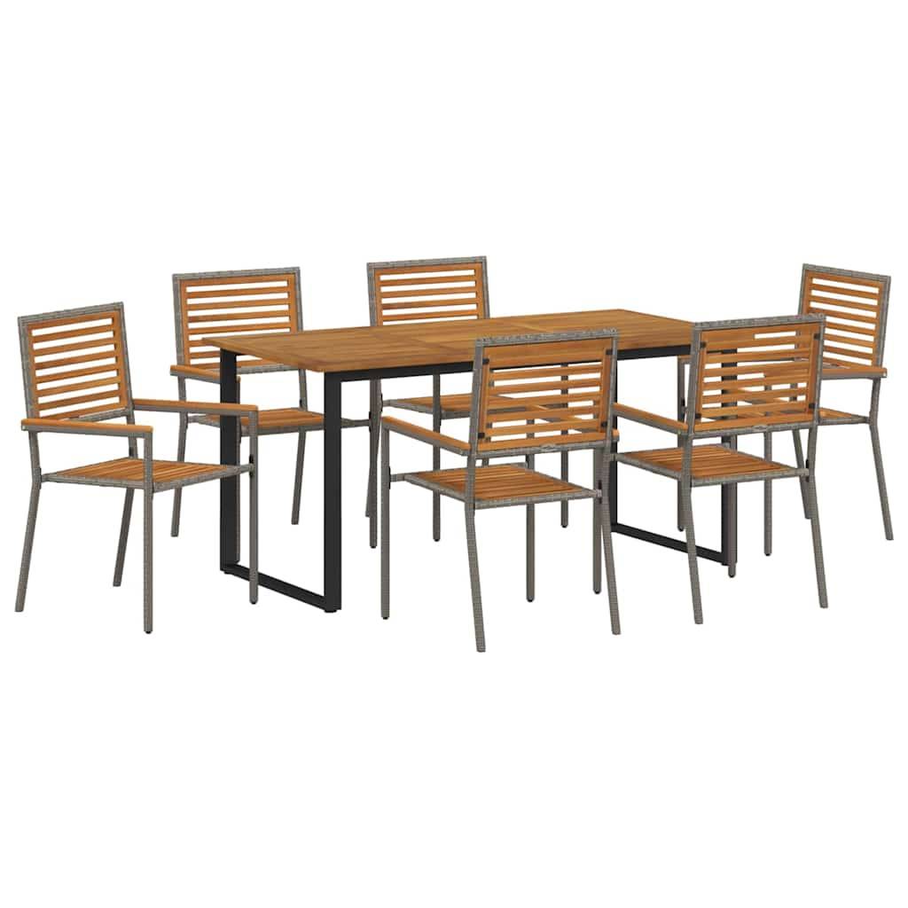 vidaXL Garten Essgruppe 7 pcs Grau Massivholz Akazie