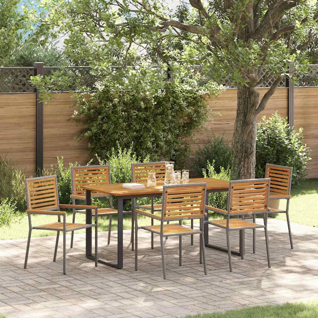 vidaXL Garten Essgruppe 7 pcs Grau Massivholz Akazie