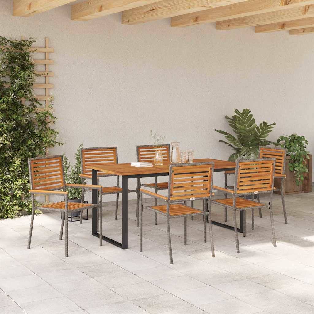vidaXL Garten Essgruppe 7 pcs Grau Massivholz Akazie