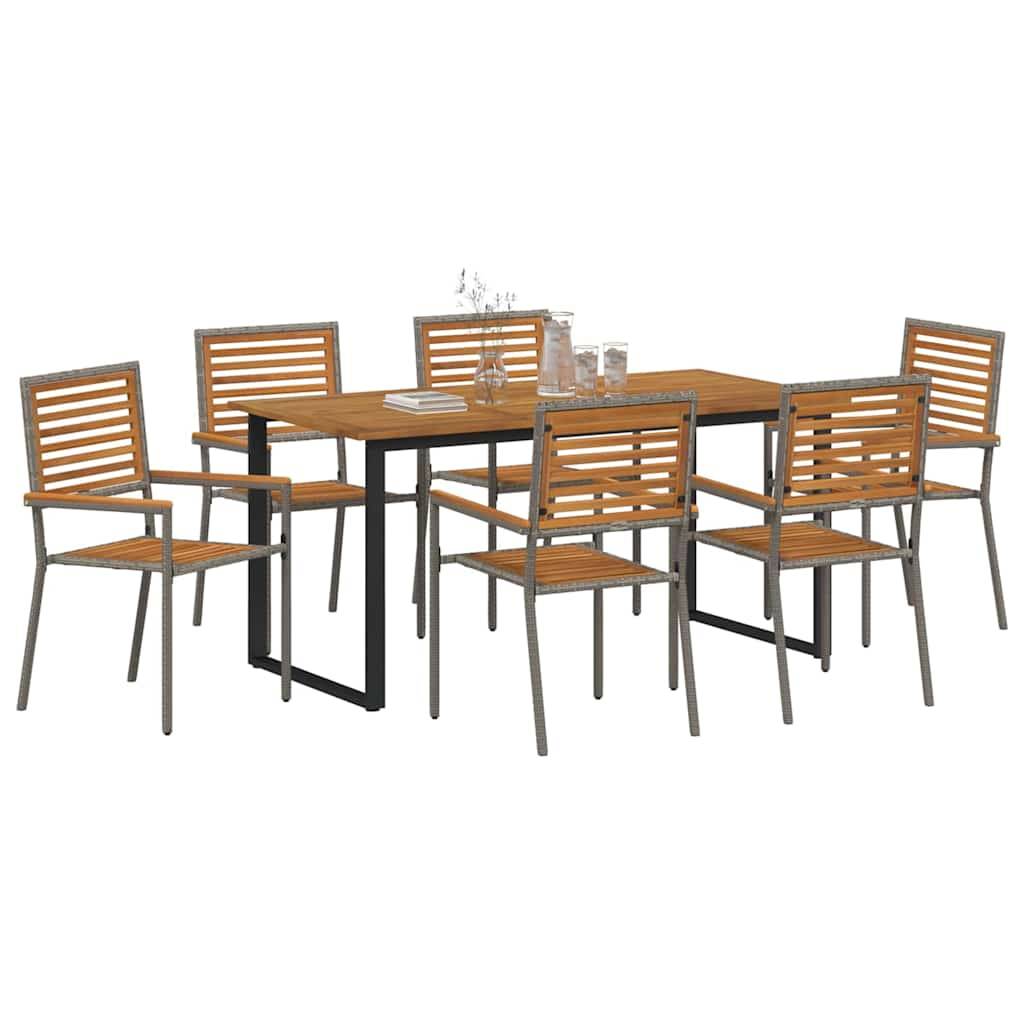 vidaXL Garten Essgruppe 7 pcs Grau Massivholz Akazie