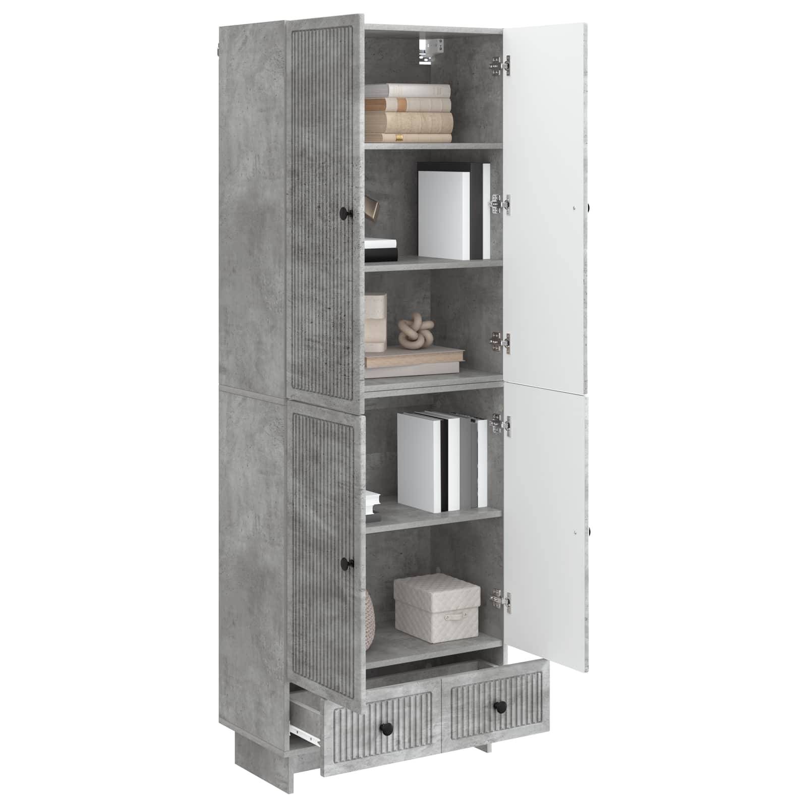 vidaXL Schrankset 2 pcs Betongrau 66 x 34,5 x 95 cm Holzwerkstoff