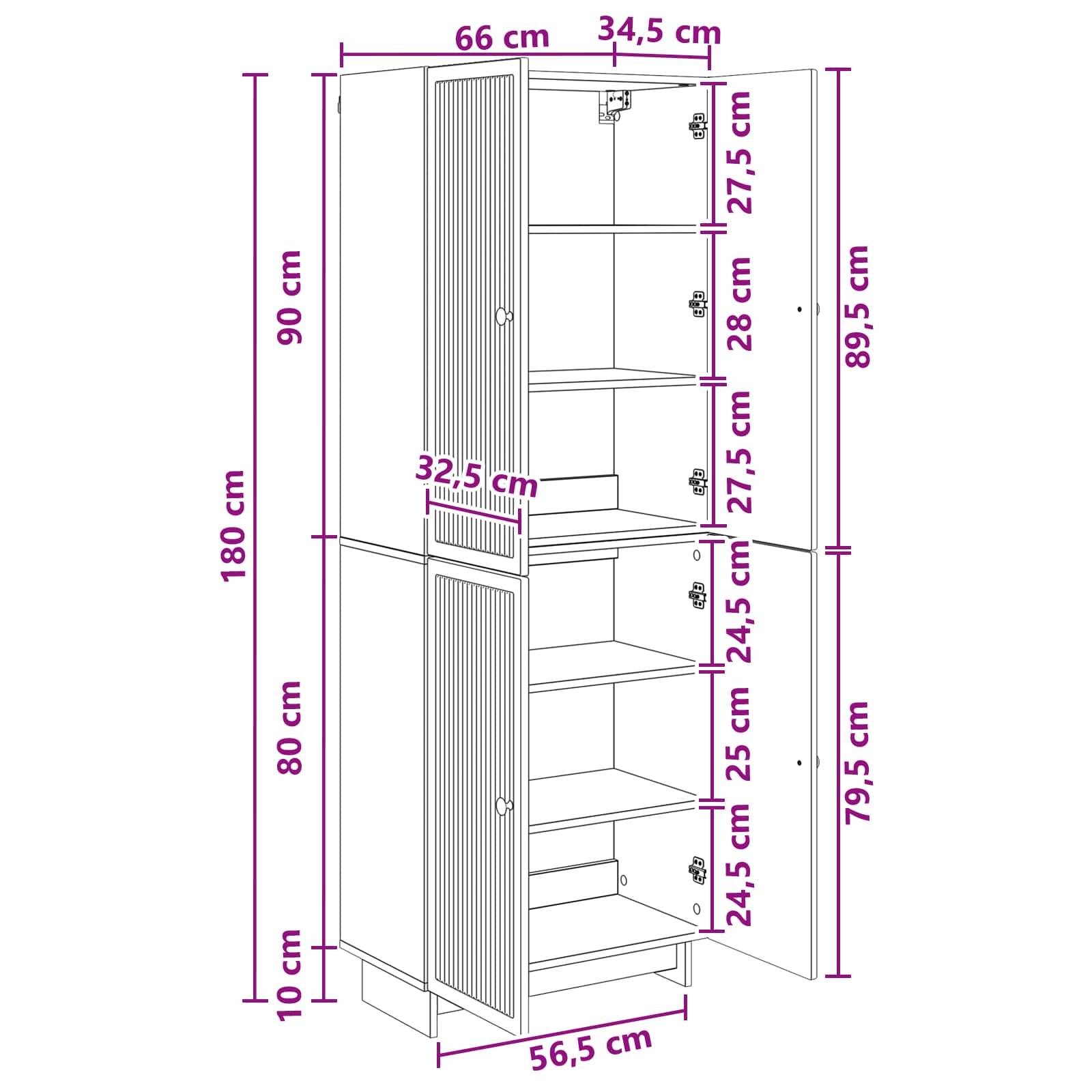 vidaXL Schrankset 2 pcs Altholz 66 x 34,5 x 90 cm Holzwerkstoff