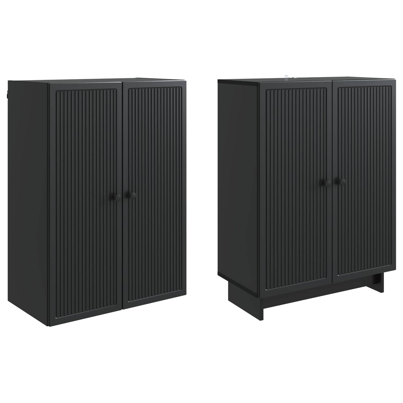 vidaXL Schrankset 2 pcs Schwarz 66 x 34,5 x 90 cm Holzwerkstoff