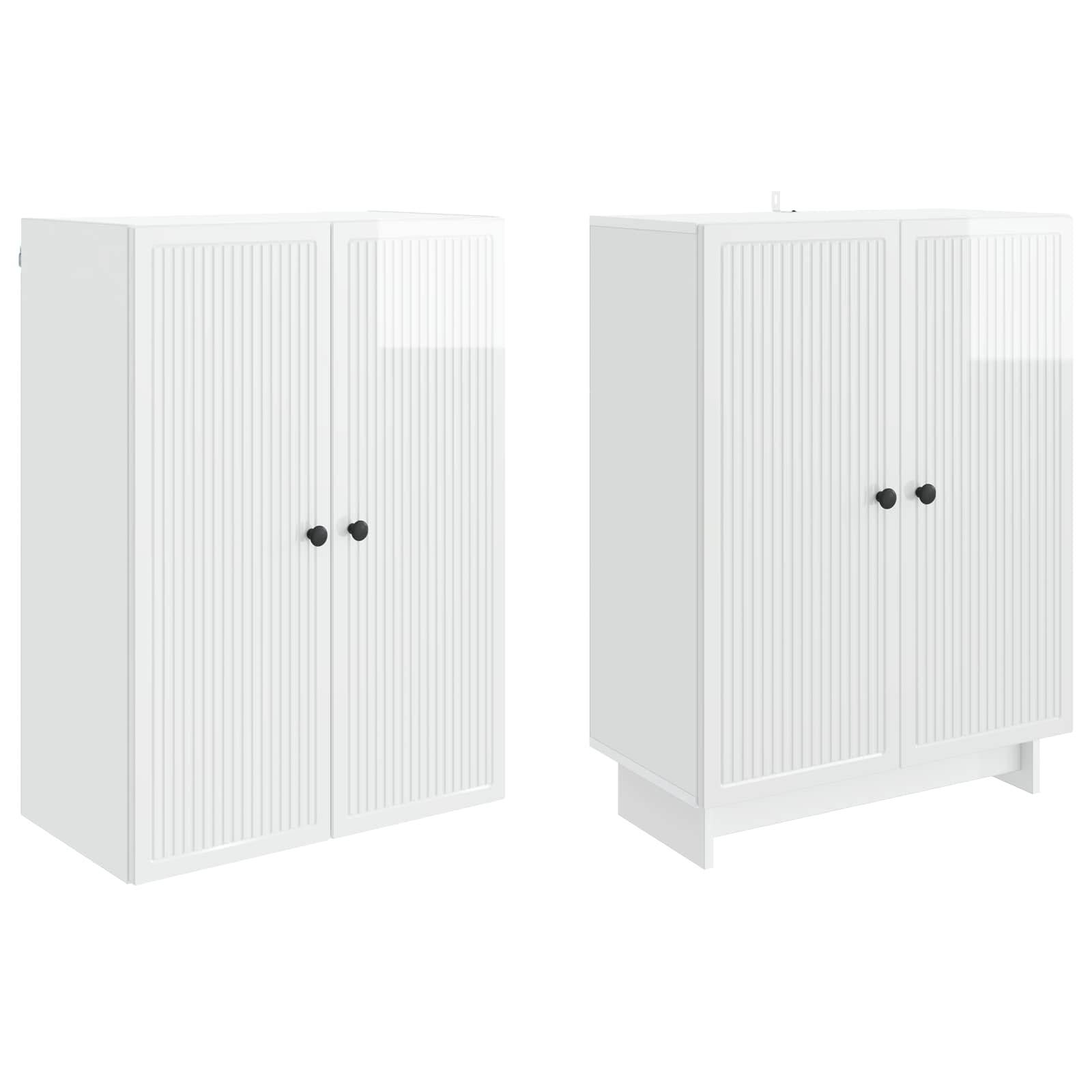 vidaXL Schrankset 2 pcs Hochglanz Weiß 66 x 34,5 x 90 cm Holzwerkstoff