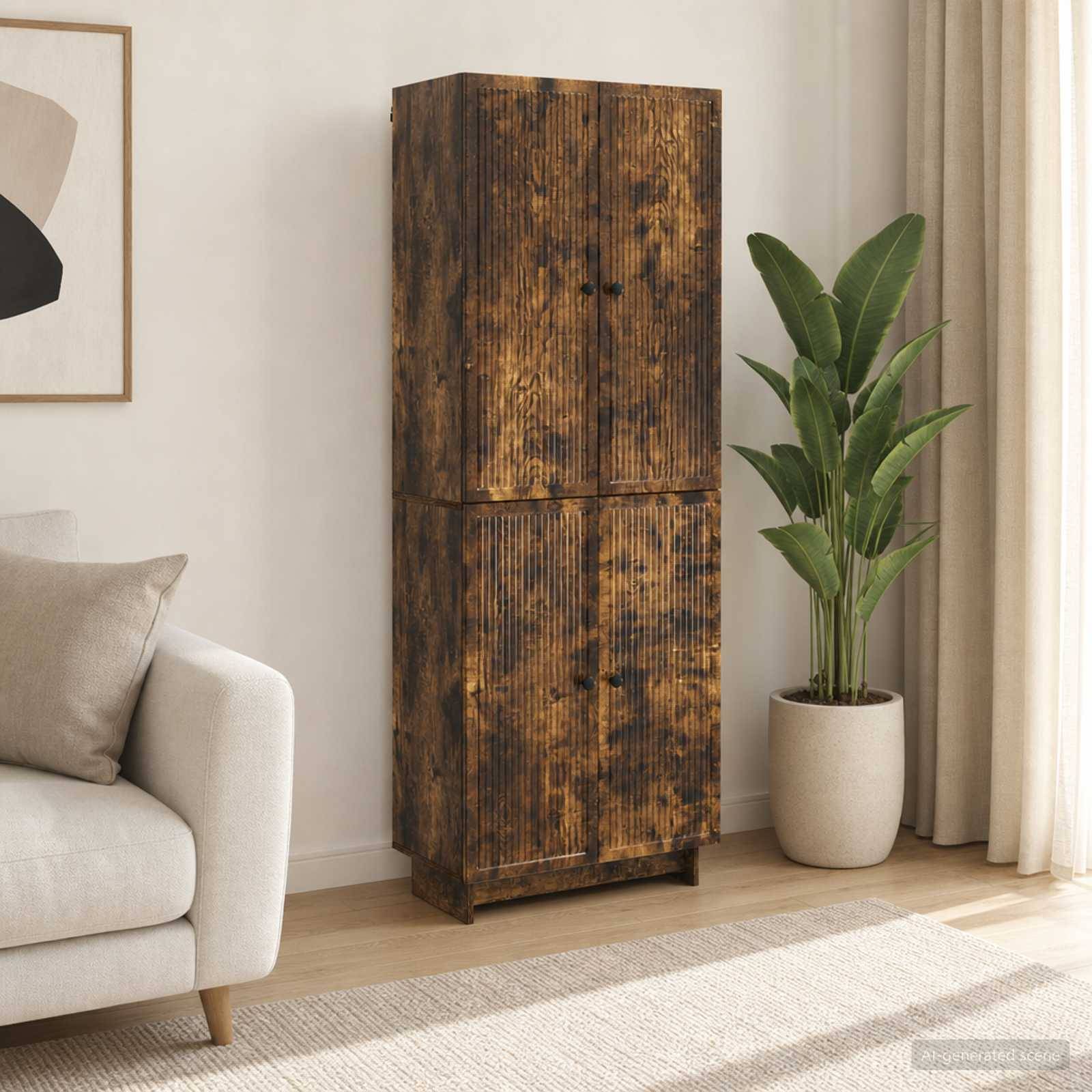 vidaXL Schrankset 2 pcs Geräucherte Eiche 66 x 34,5 x 90 cm