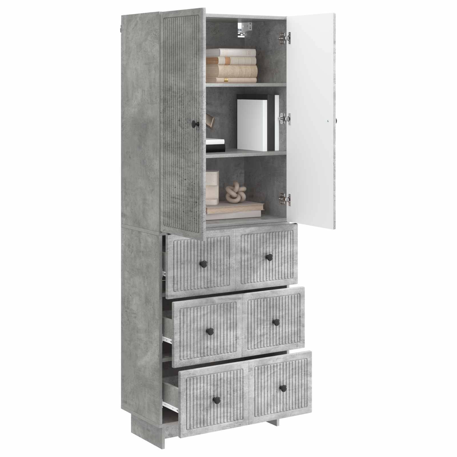 vidaXL Schrankset 2 pcs Betongrau 66 x 34,5 x 90 cm Holzwerkstoff