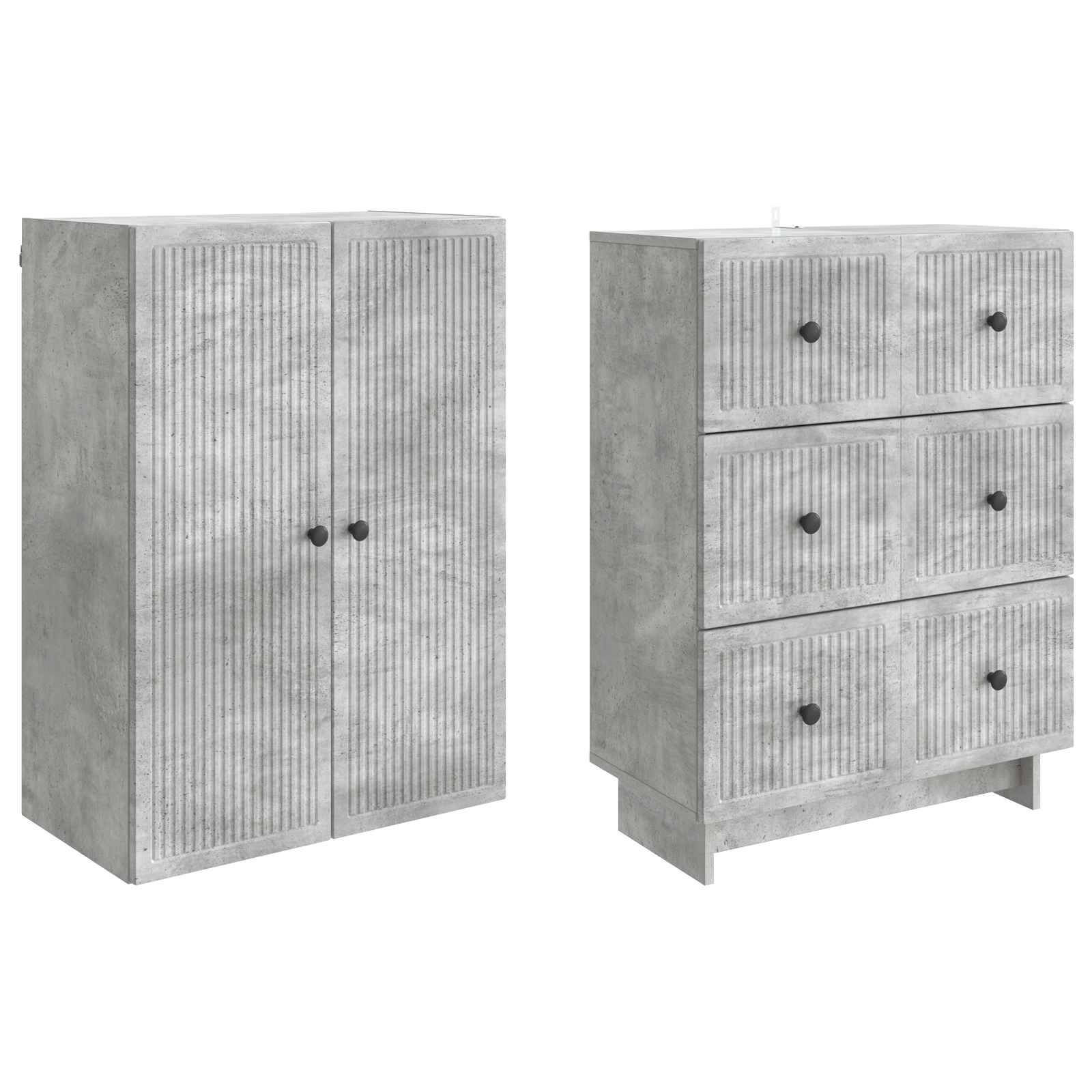 vidaXL Schrankset 2 pcs Betongrau 66 x 34,5 x 90 cm Holzwerkstoff