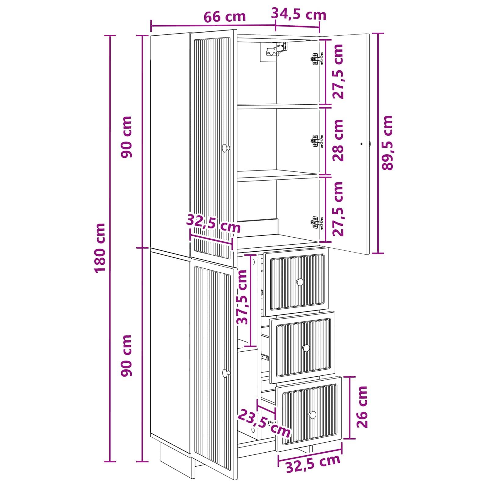 vidaXL Schrankset 2 pcs 66 x 34,5 x 90 cm Holzwerkstoff