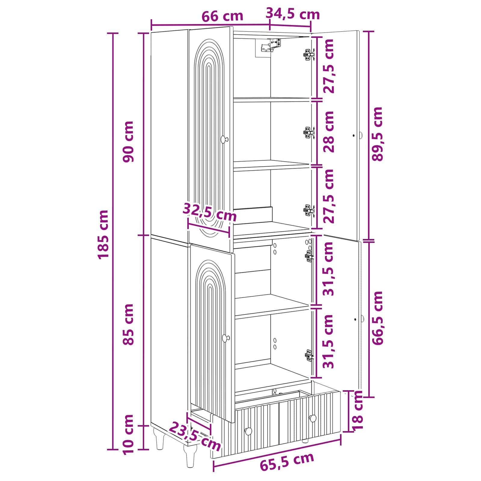 vidaXL Schrankset 2 pcs 66 x 34,5 x 95 cm Holzwerkstoff