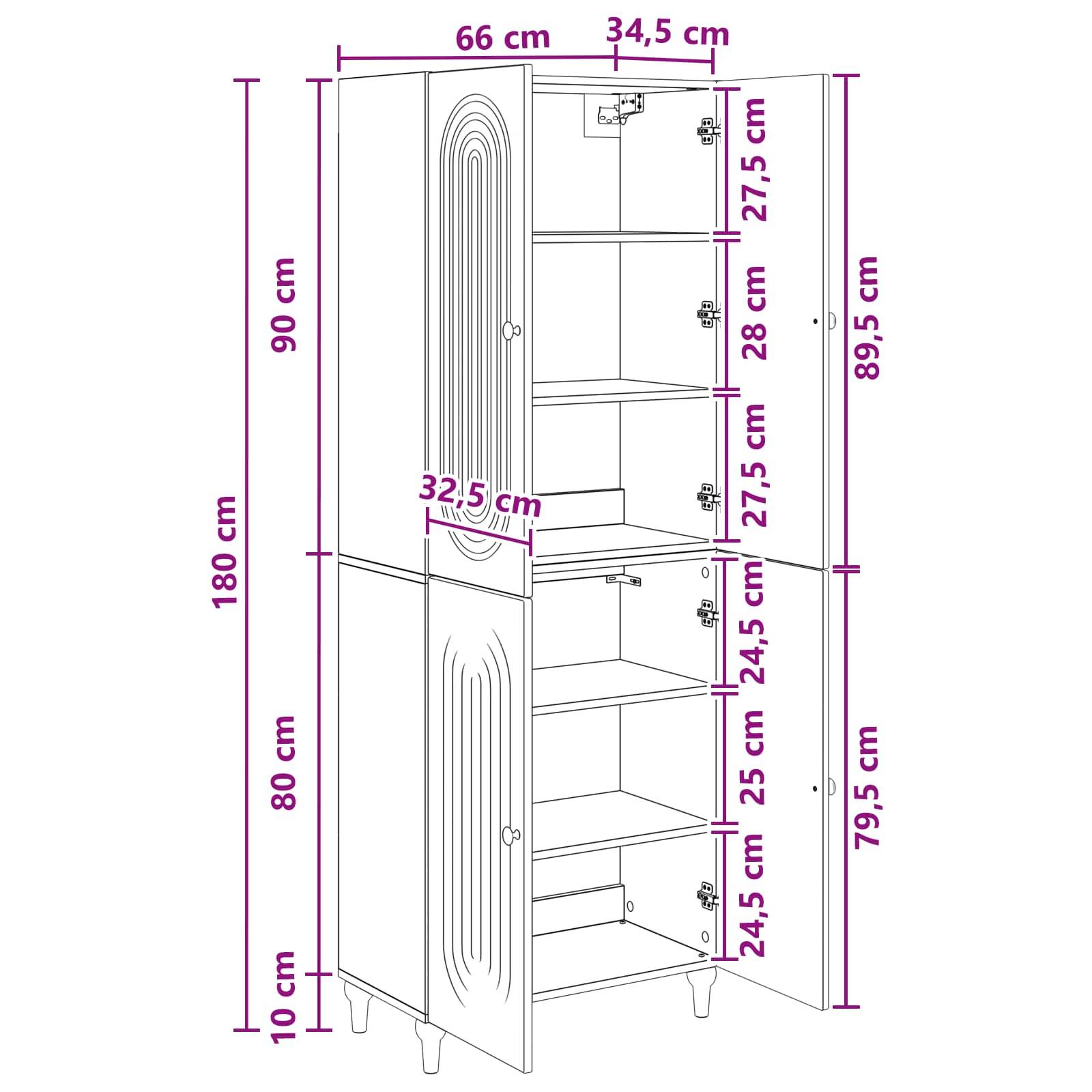 vidaXL Schrankset 2 pcs 66 x 34,5 x 90 cm Holzwerkstoff