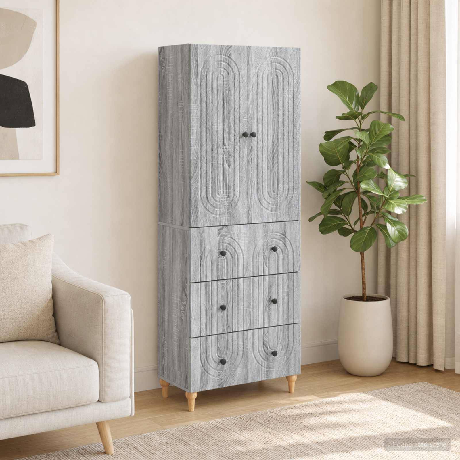 vidaXL Schrankset 2 pcs Grau Sonoma 66 x 34,5 x 90 cm Holzwerkstoff