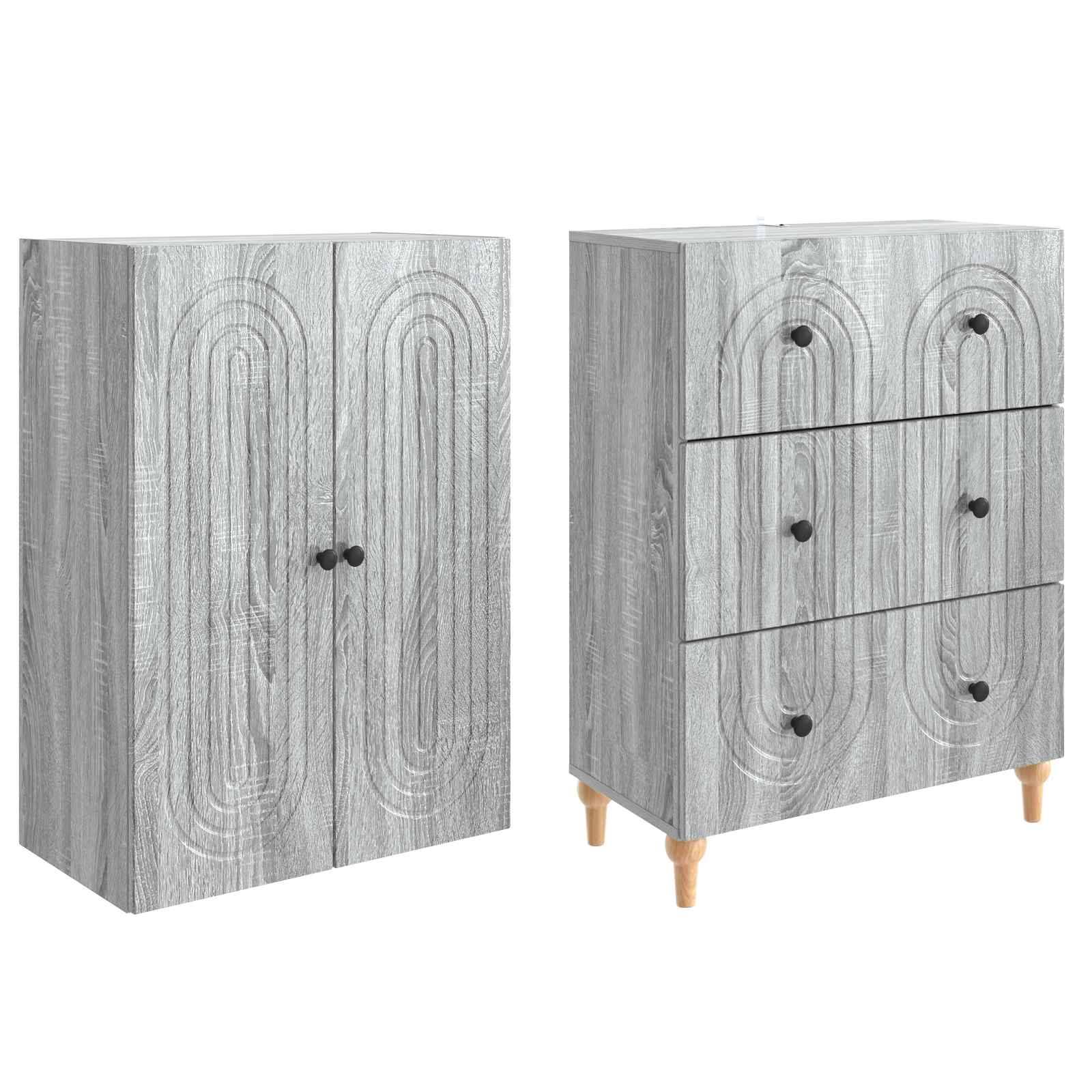 vidaXL Schrankset 2 pcs Grau Sonoma 66 x 34,5 x 90 cm Holzwerkstoff
