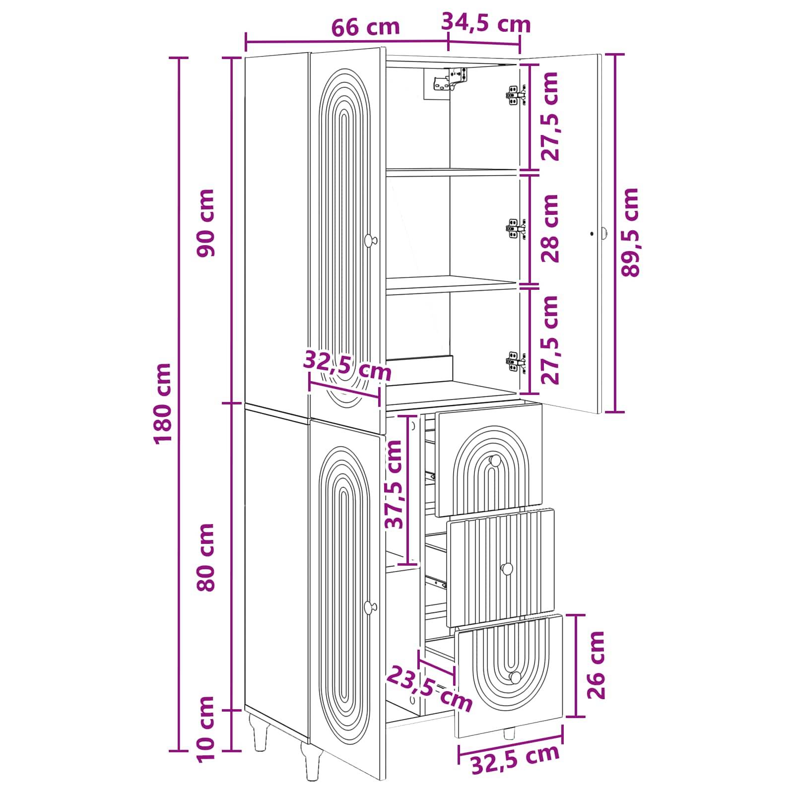 vidaXL Schrankset 2 pcs 66 x 34,5 x 90 cm Holzwerkstoff