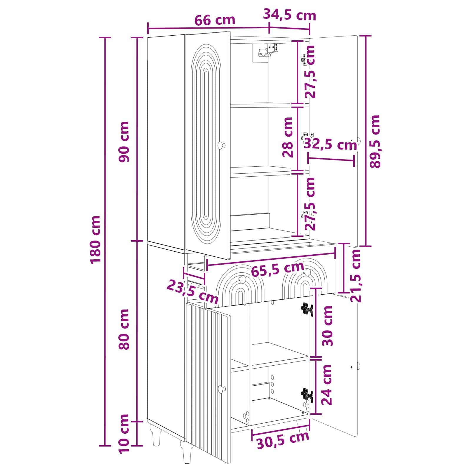 vidaXL Schrankset 2 pcs 66 x 34,5 x 90 cm Holzwerkstoff