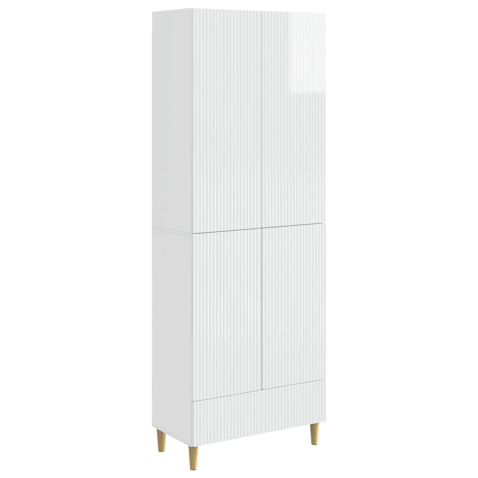 vidaXL Schrankset 2 pcs Hochglanz Weiß 66 x 34,5 x 95 cm Holzwerkstoff