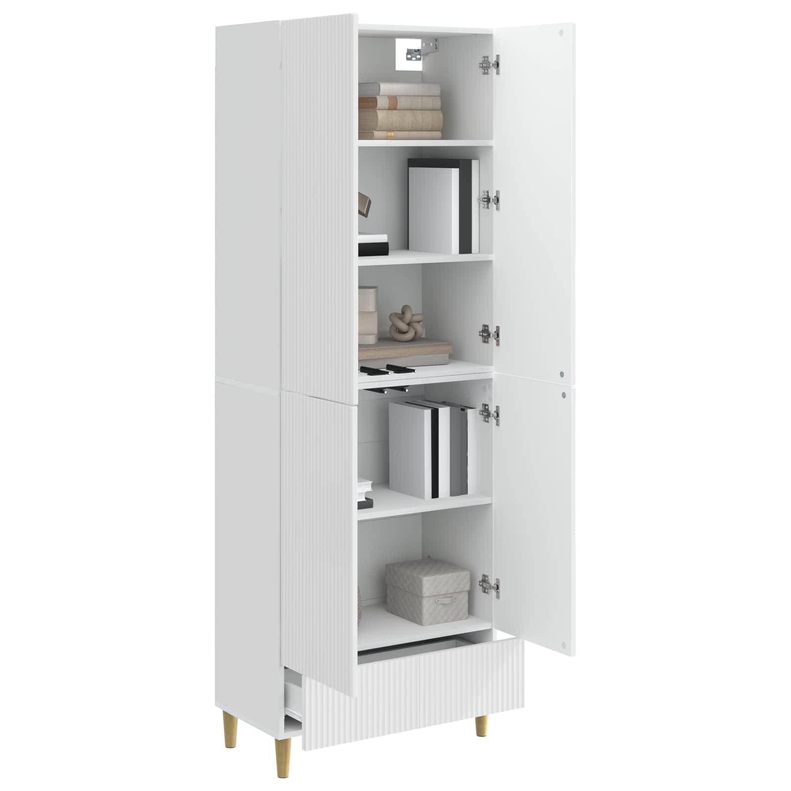 vidaXL Schrankset 2 pcs Hochglanz Weiß 66 x 34,5 x 95 cm Holzwerkstoff