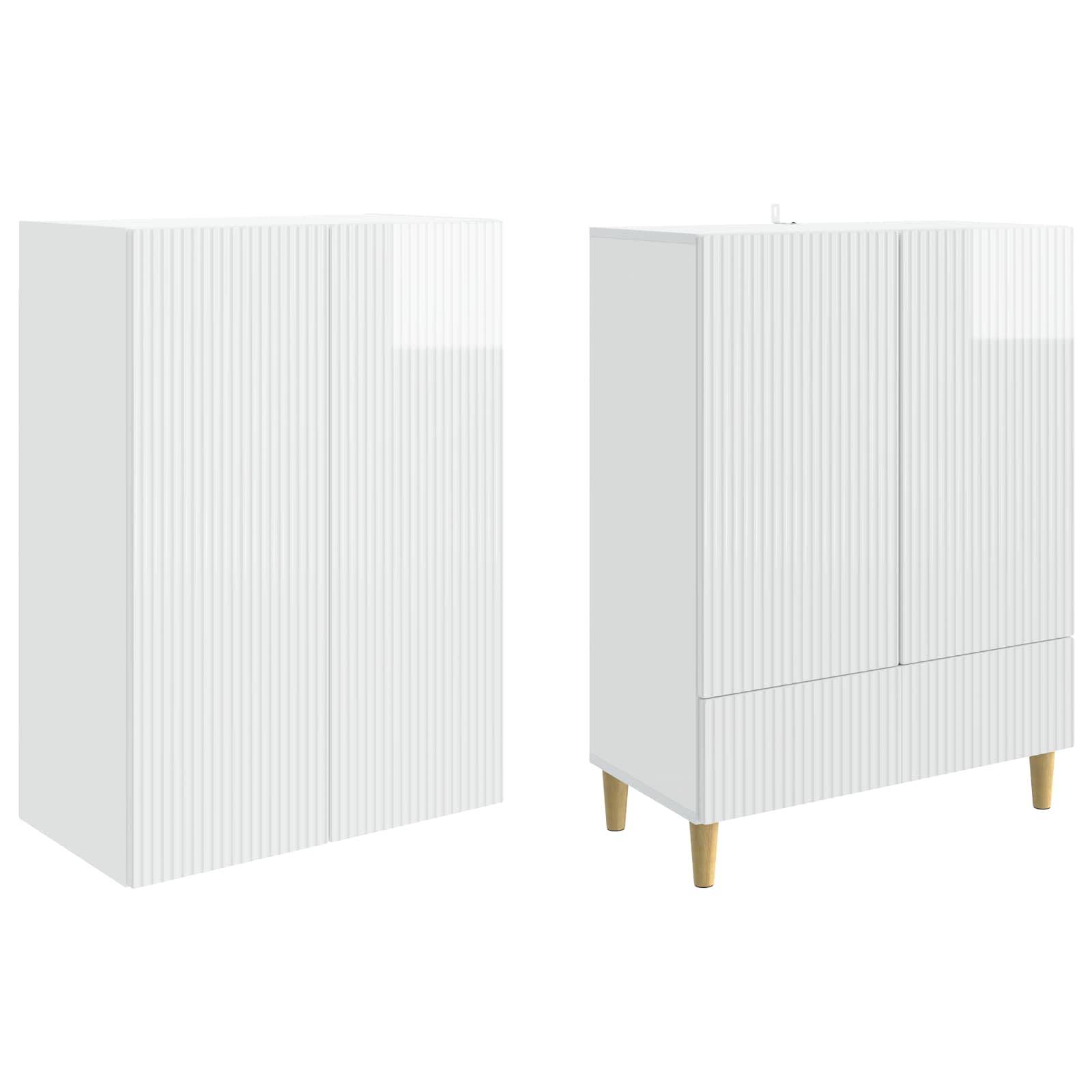 vidaXL Schrankset 2 pcs Hochglanz Weiß 66 x 34,5 x 95 cm Holzwerkstoff