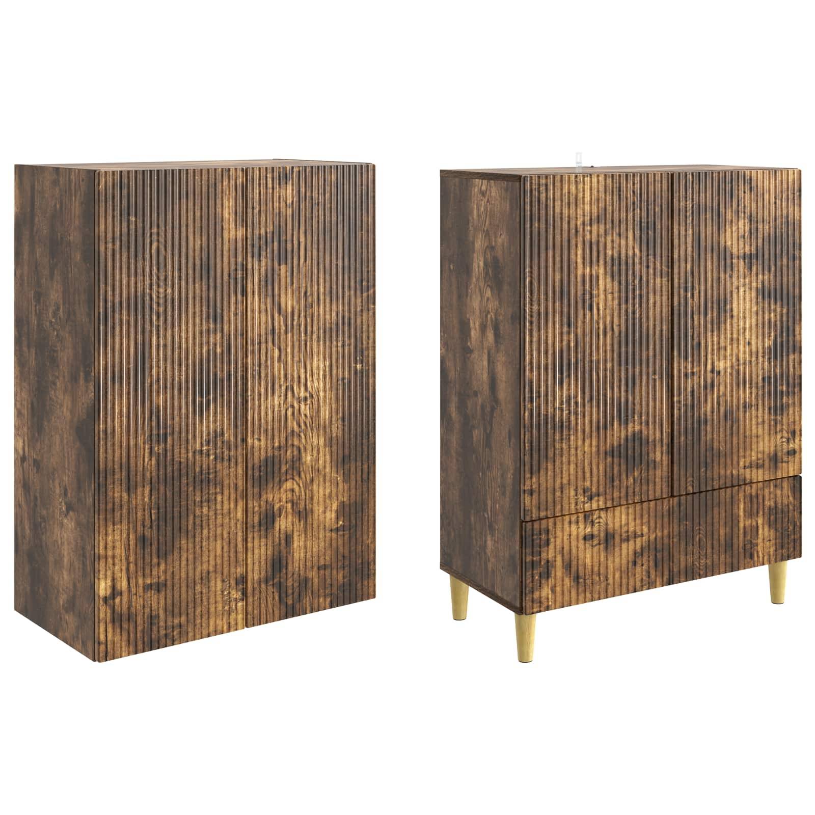 vidaXL Schrankset 2 pcs Geräucherte Eiche 66 x 34,5 x 95 cm