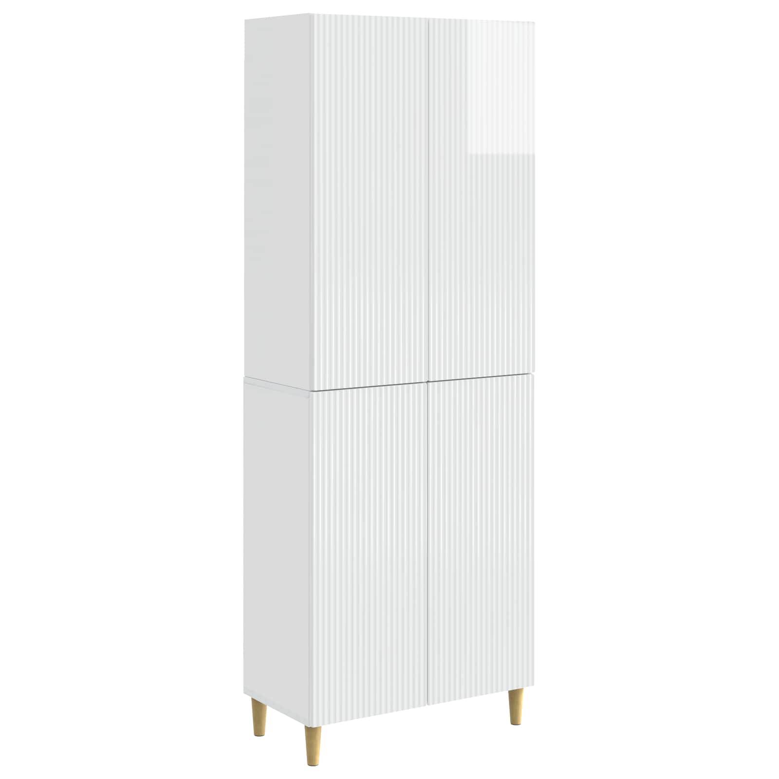 vidaXL Schrankset 2 pcs Hochglanz Weiß 66 x 34,5 x 90 cm Holzwerkstoff