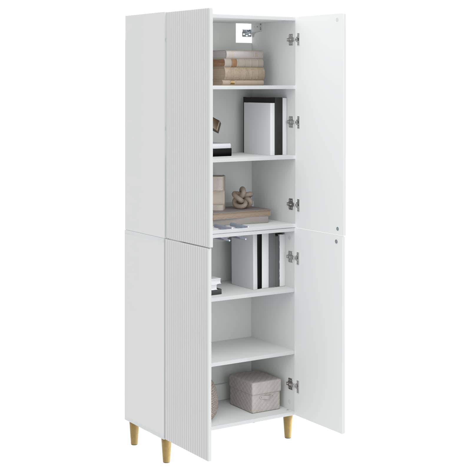 vidaXL Schrankset 2 pcs Hochglanz Weiß 66 x 34,5 x 90 cm Holzwerkstoff