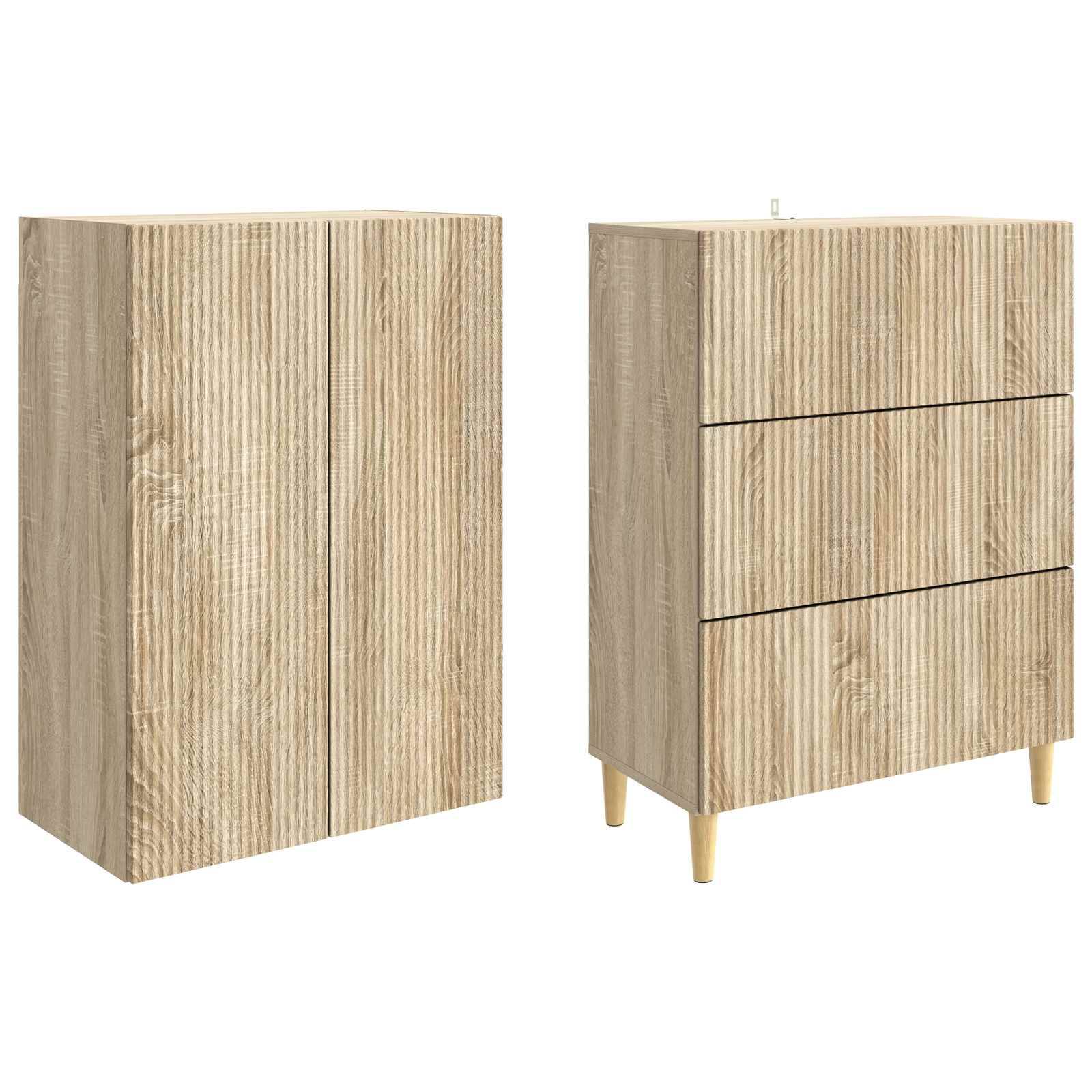 vidaXL Schrankset 2 pcs Sonoma-Eiche 66 x 34,5 x 90 cm Holzwerkstoff