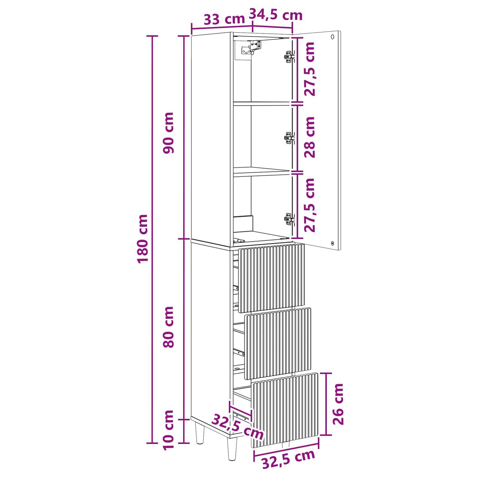 vidaXL Schrankset 2 pcs Grau Sonoma 33 x 34,5 x 90 cm Holzwerkstoff