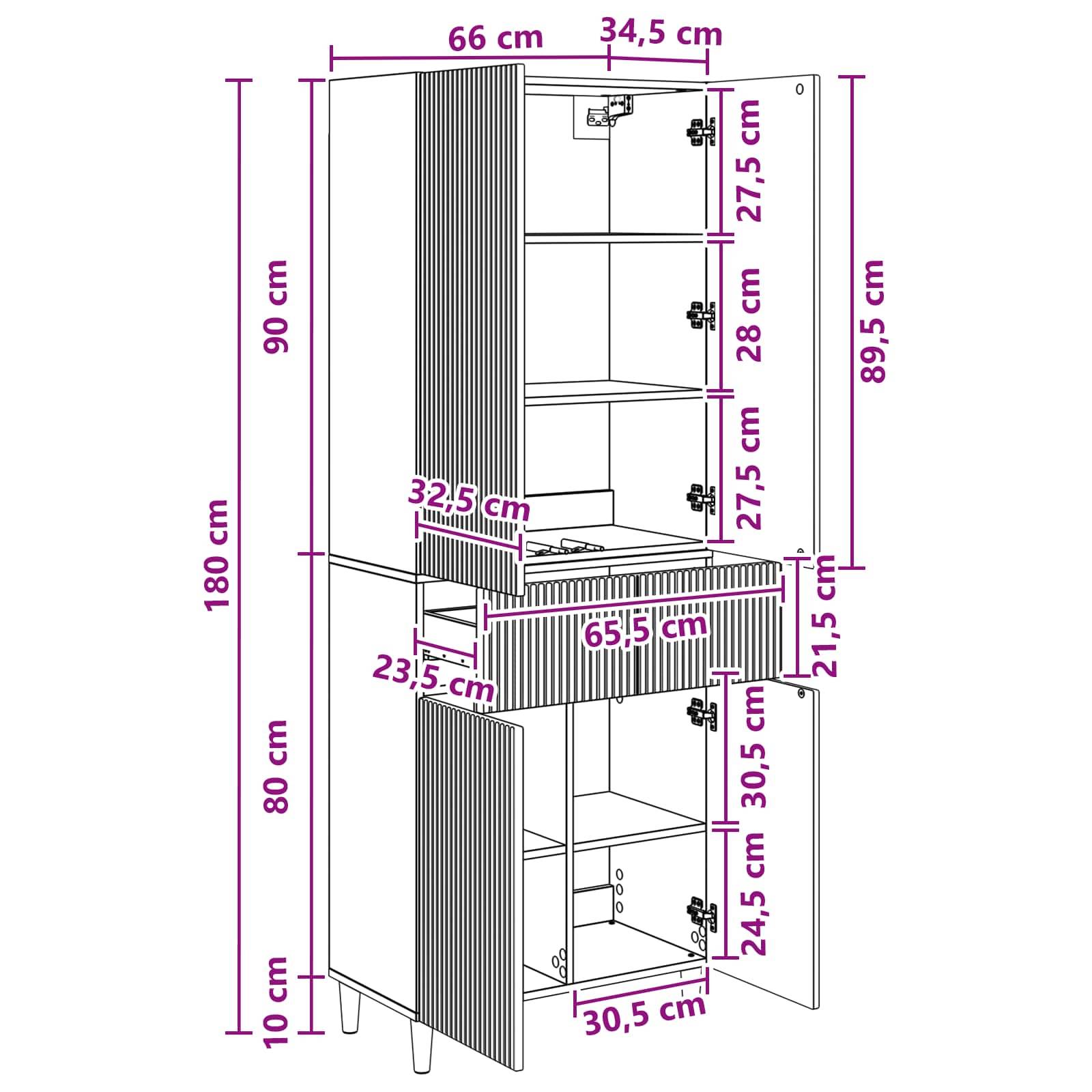 vidaXL Schrankset 2 pcs Hochglanz Weiß 66 x 34,5 x 90 cm Holzwerkstoff
