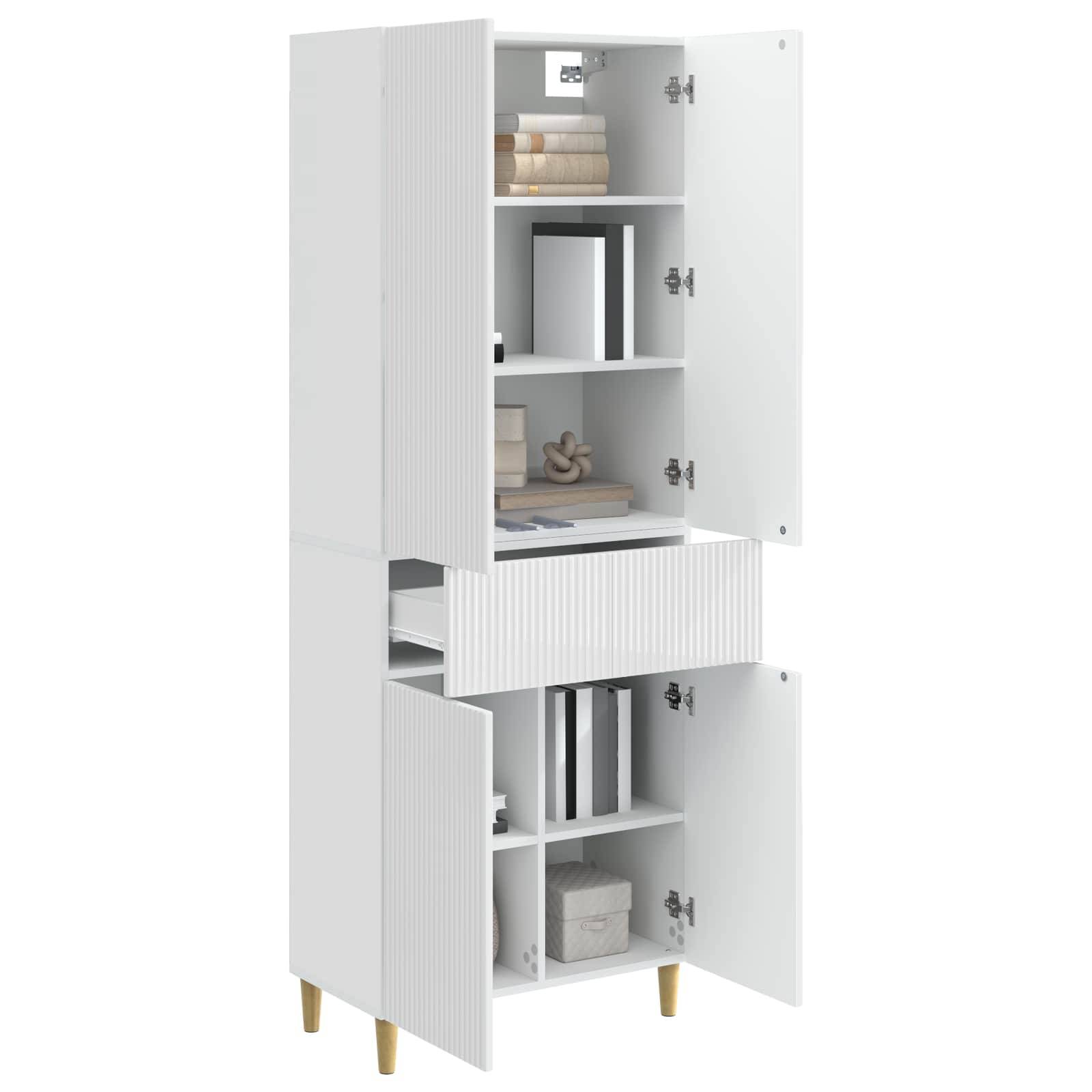 vidaXL Schrankset 2 pcs Hochglanz Weiß 66 x 34,5 x 90 cm Holzwerkstoff