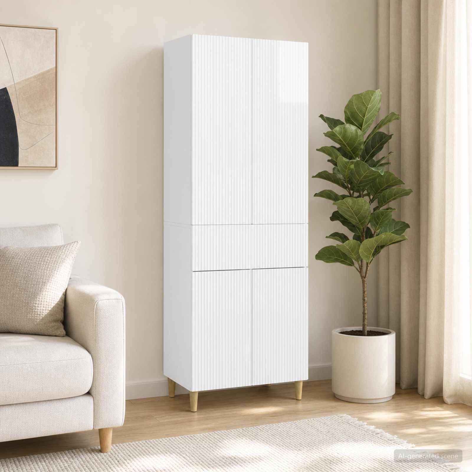 vidaXL Schrankset 2 pcs Hochglanz Weiß 66 x 34,5 x 90 cm Holzwerkstoff