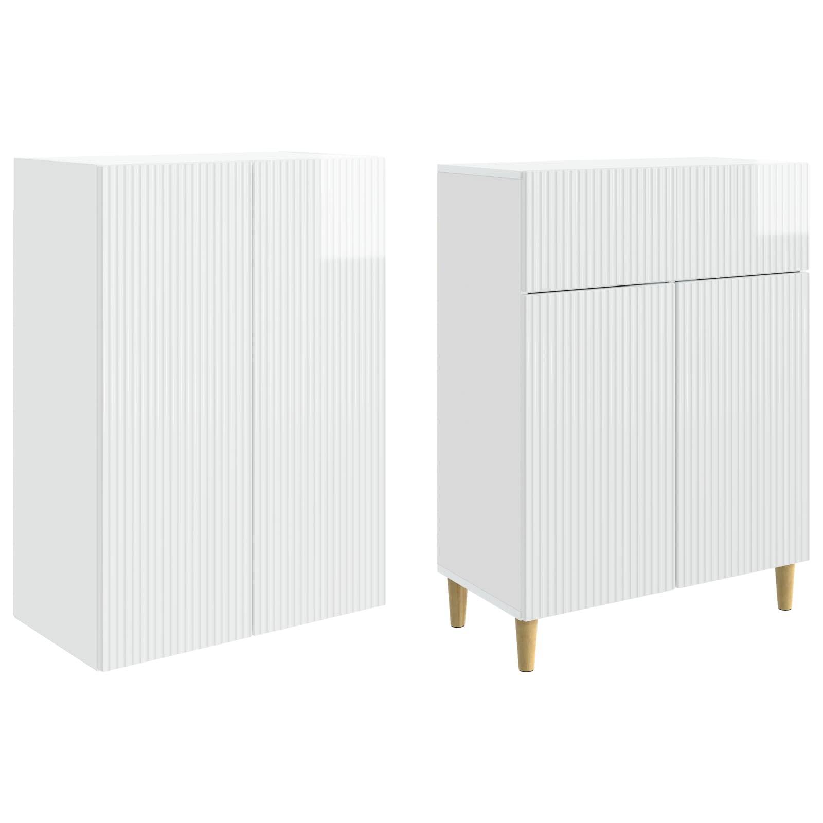vidaXL Schrankset 2 pcs Hochglanz Weiß 66 x 34,5 x 90 cm Holzwerkstoff