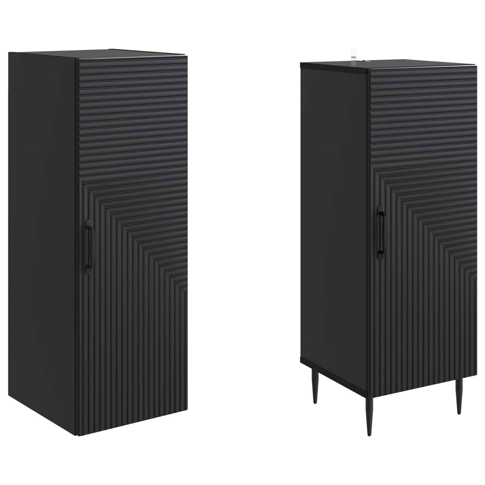 vidaXL Schrankset 2 pcs Schwarz 33 x 34,5 x 89,5 cm Holzwerkstoff