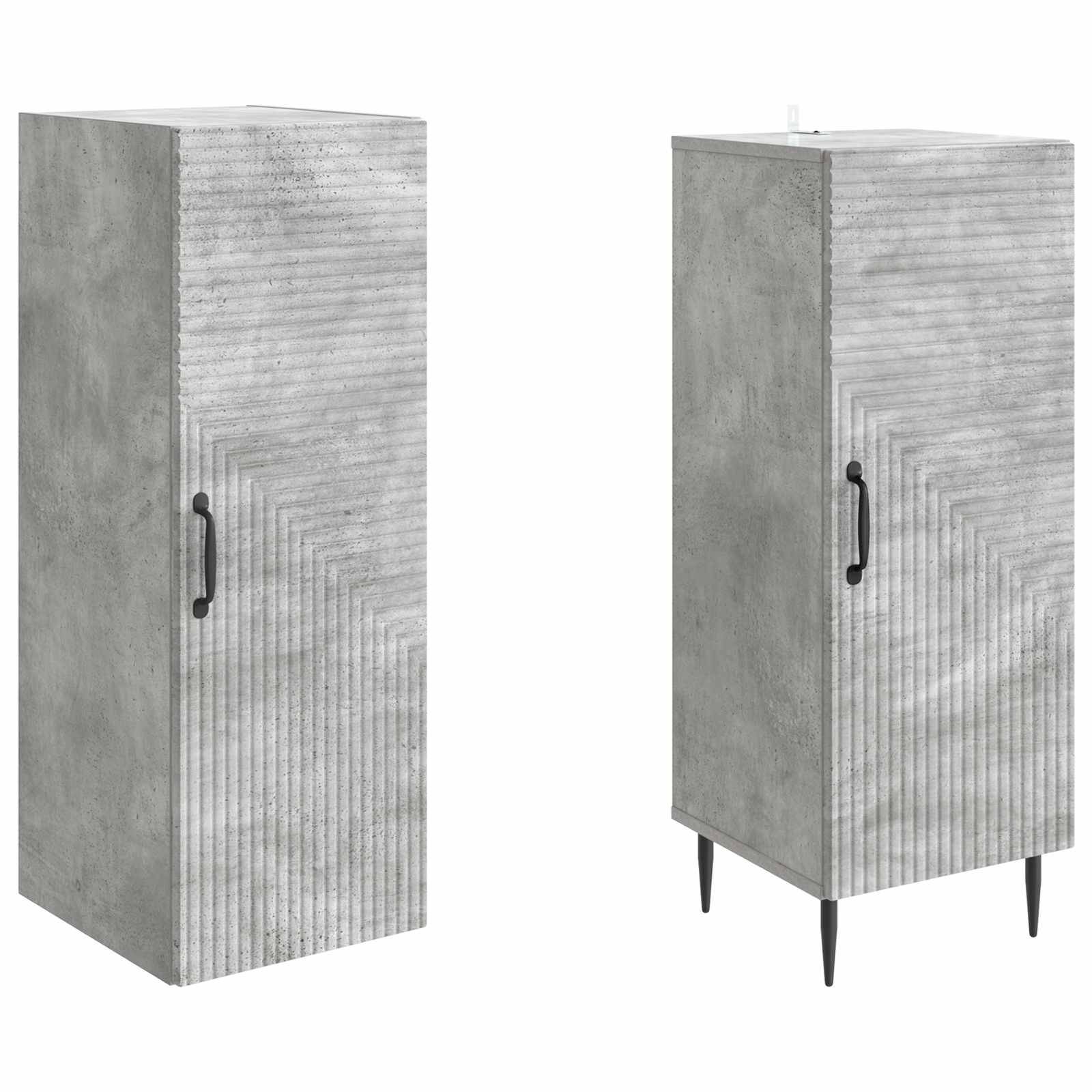 vidaXL Schrankset 2 pcs Betongrau 33 x 34,5 x 89,5 cm Holzwerkstoff