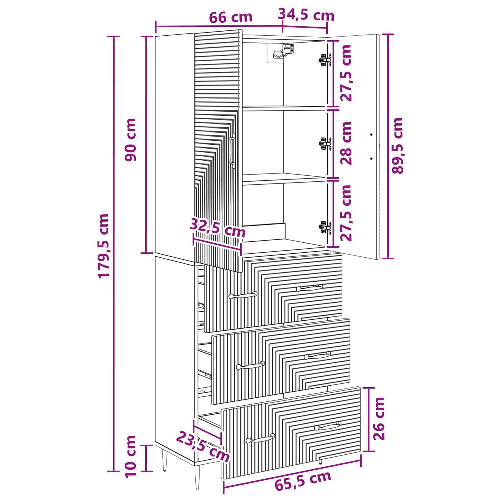 vidaXL Schrankset 2 pcs Schwarz 66 x 34,5 x 90 cm Holzwerkstoff