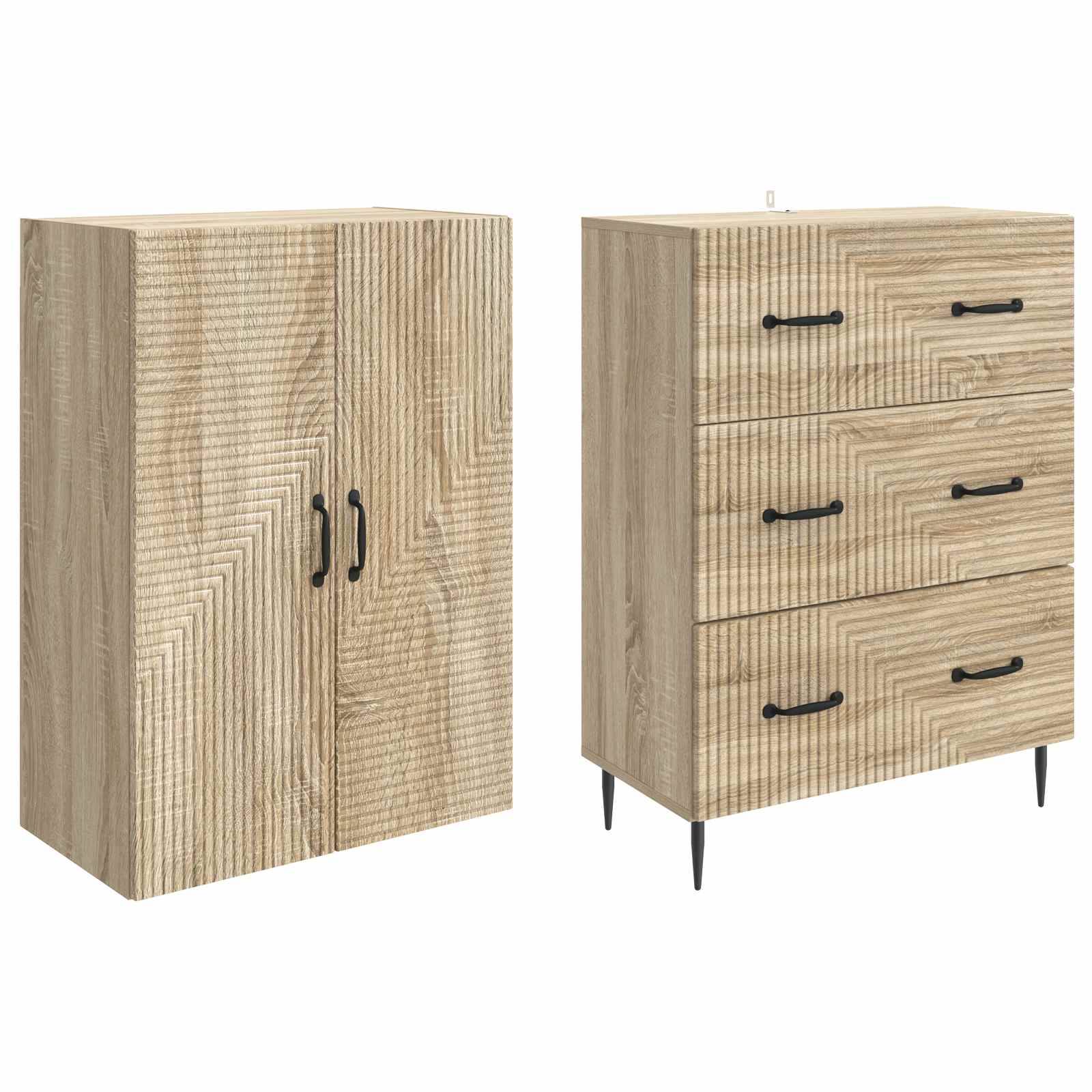 vidaXL Schrankset 2 pcs Sonoma-Eiche 66 x 34,5 x 90 cm Holzwerkstoff