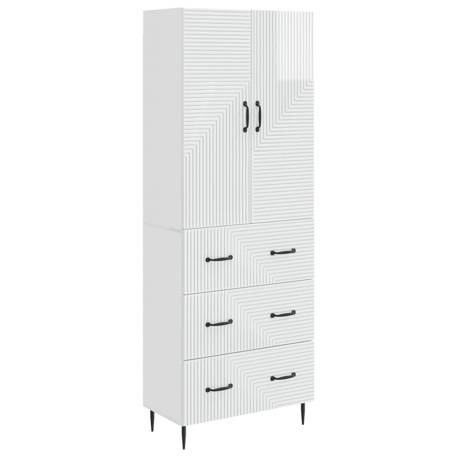 vidaXL Schrankset 2 pcs Hochglanz Weiß 66 x 34,5 x 90 cm Holzwerkstoff