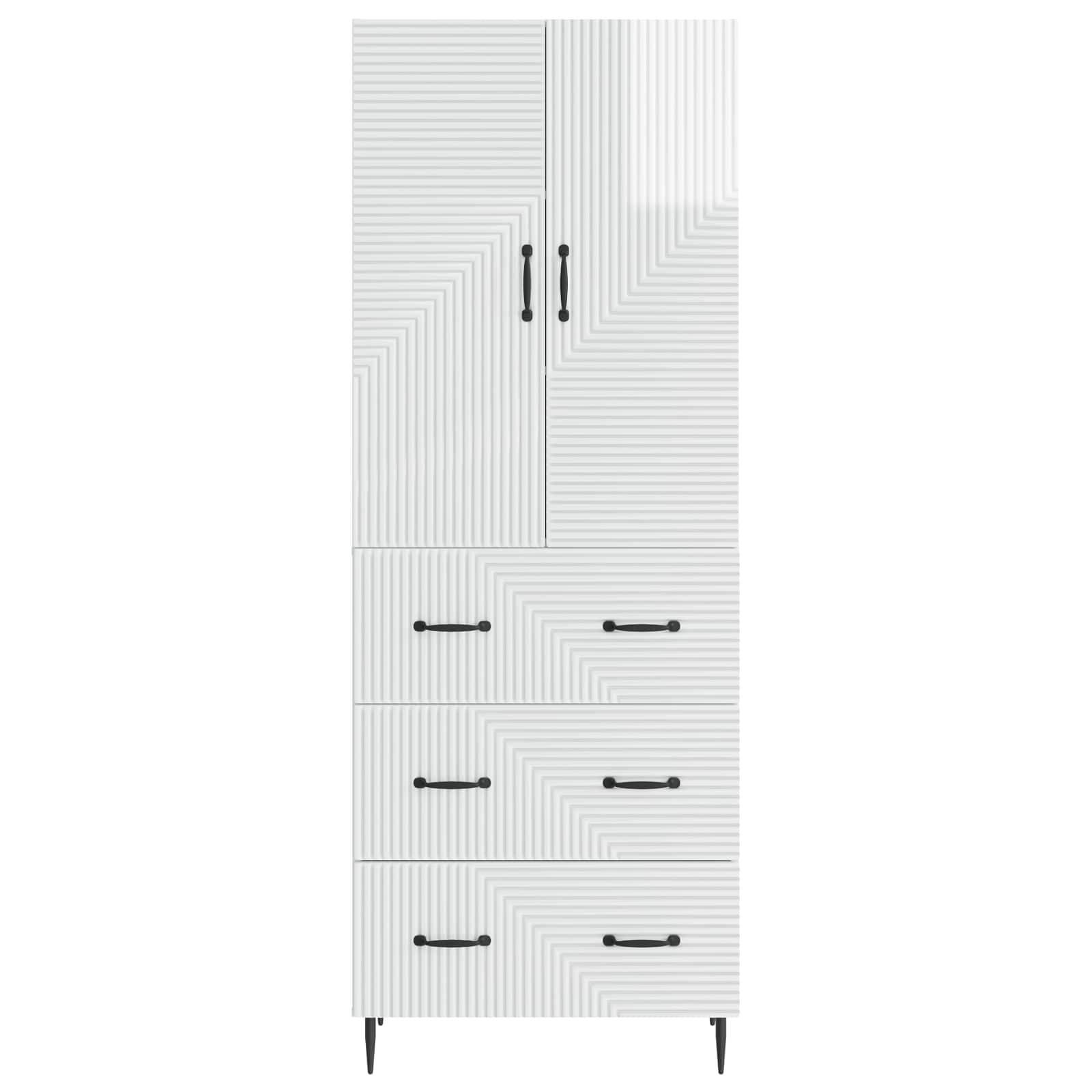 vidaXL Schrankset 2 pcs Hochglanz Weiß 66 x 34,5 x 90 cm Holzwerkstoff