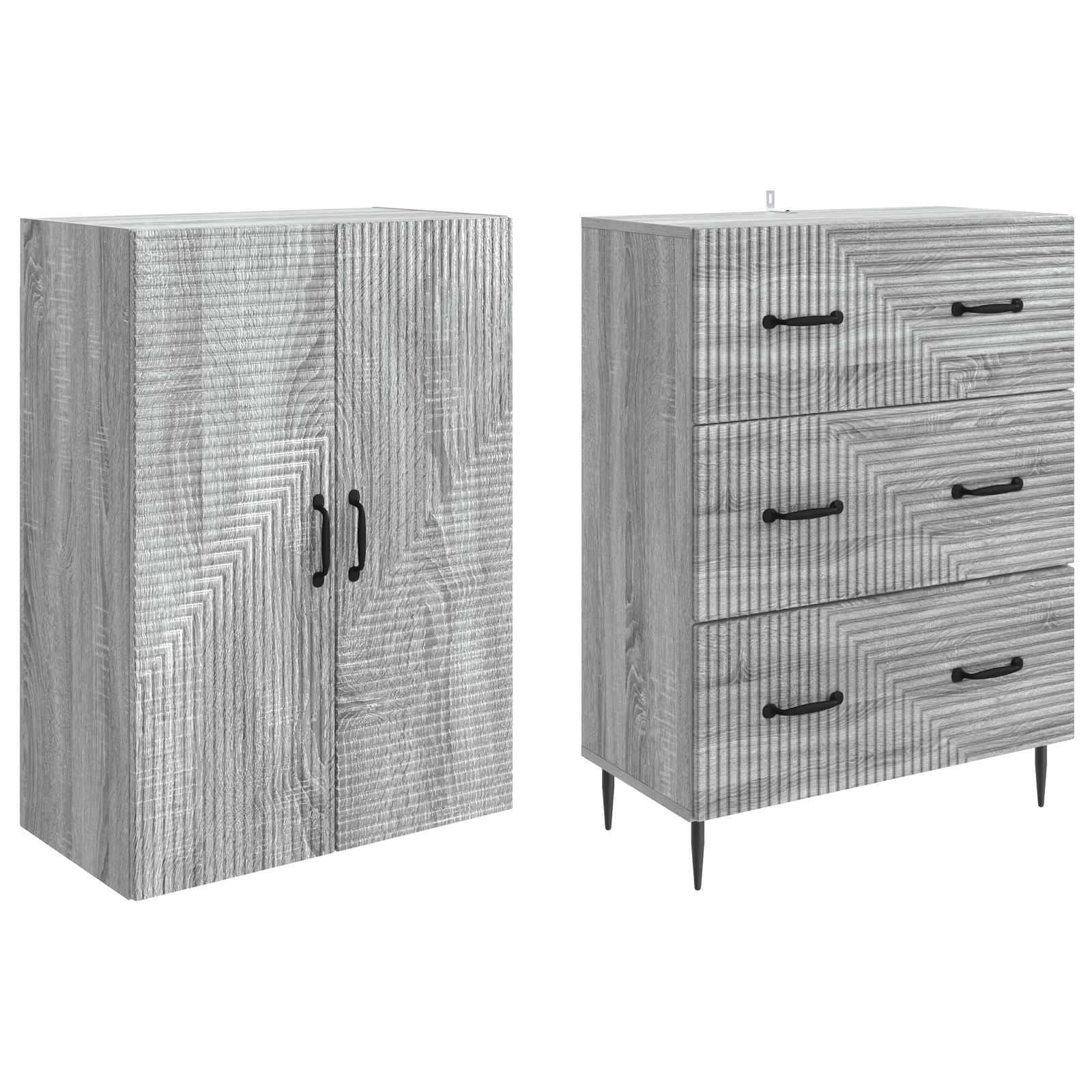 vidaXL Schrankset 2 pcs Grau Sonoma 66 x 34,5 x 90 cm Holzwerkstoff