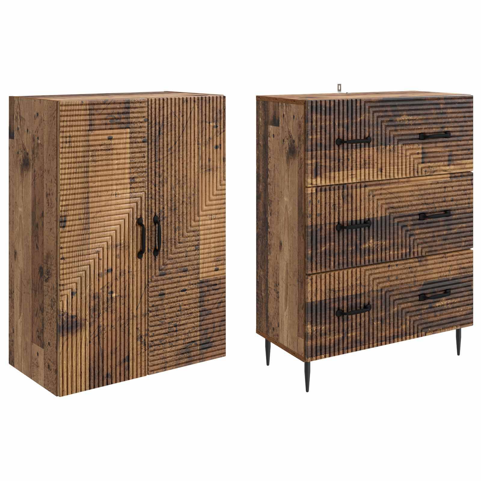 vidaXL Schrankset 2 pcs Altholz 66 x 34,5 x 90 cm Holzwerkstoff