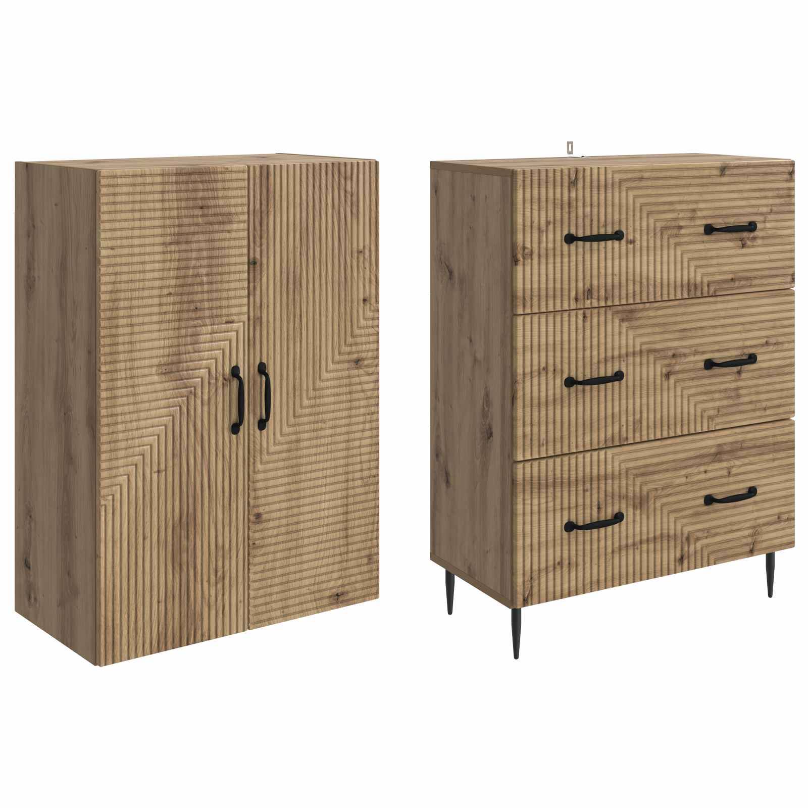 vidaXL Schrankset 2 pcs Artisan-Eiche 66 x 34,5 x 90 cm Holzwerkstoff