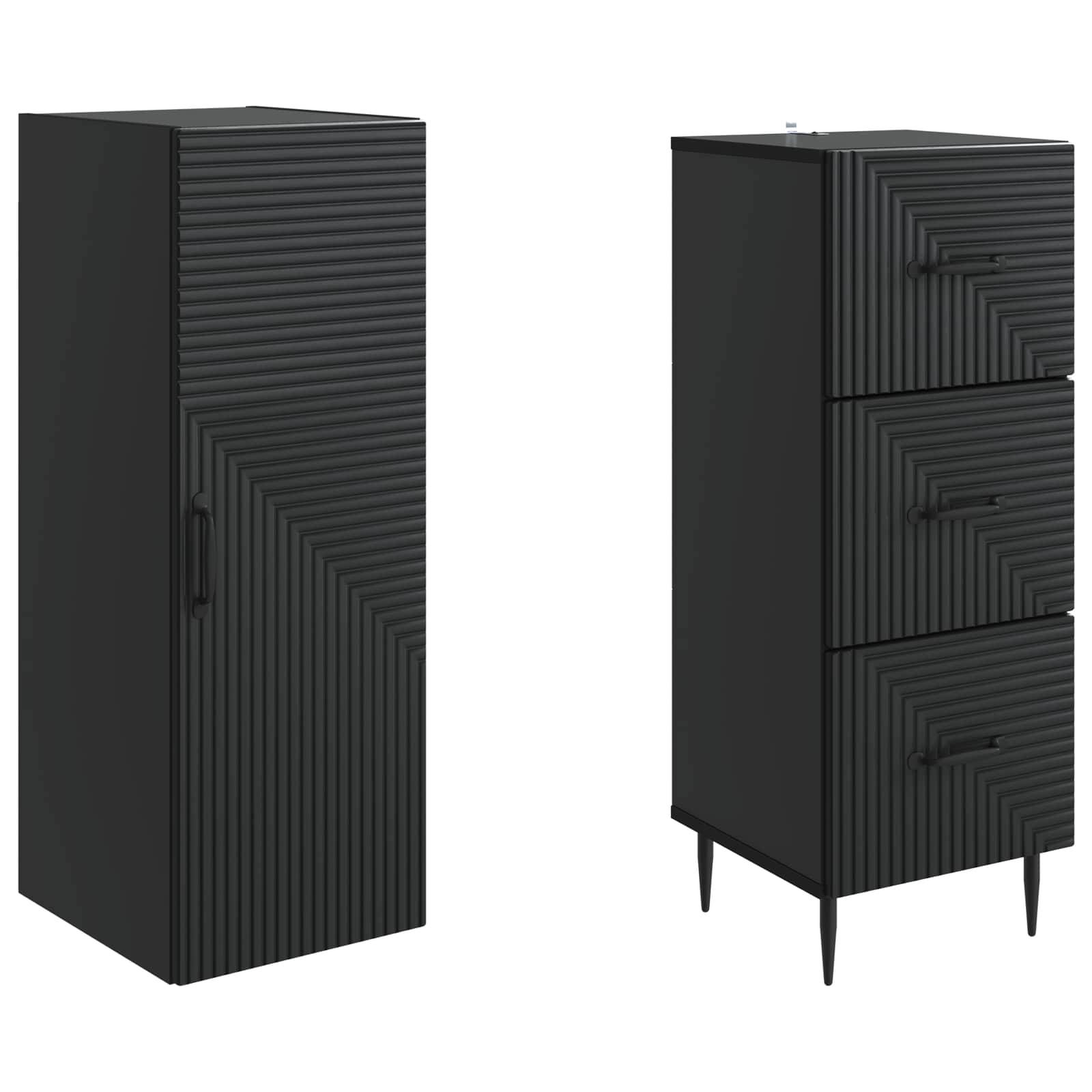 vidaXL Schrankset 2 pcs Schwarz 33 x 34,5 x 90 cm Holzwerkstoff