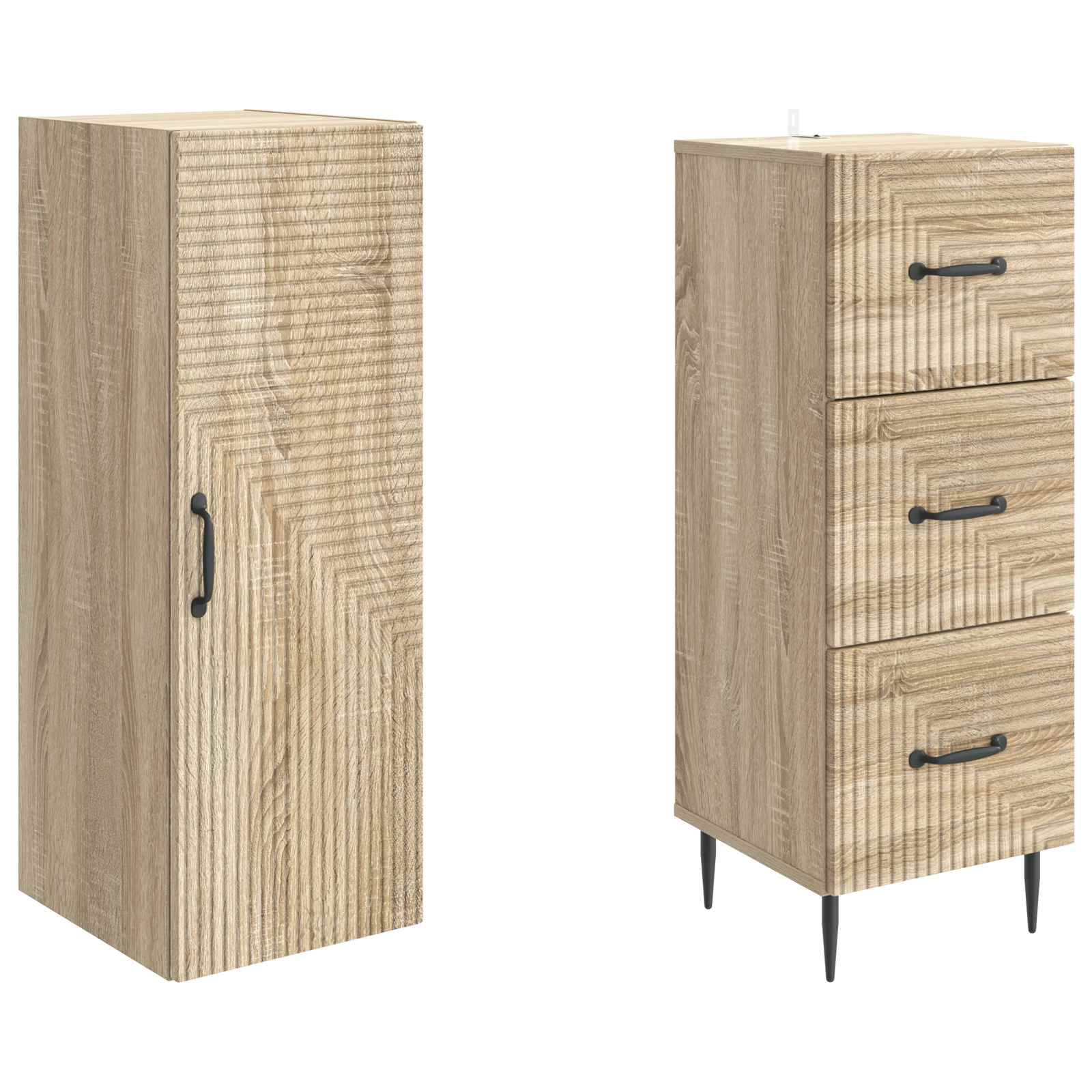 vidaXL Schrankset 2 pcs Sonoma-Eiche 33 x 34,5 x 90 cm Holzwerkstoff