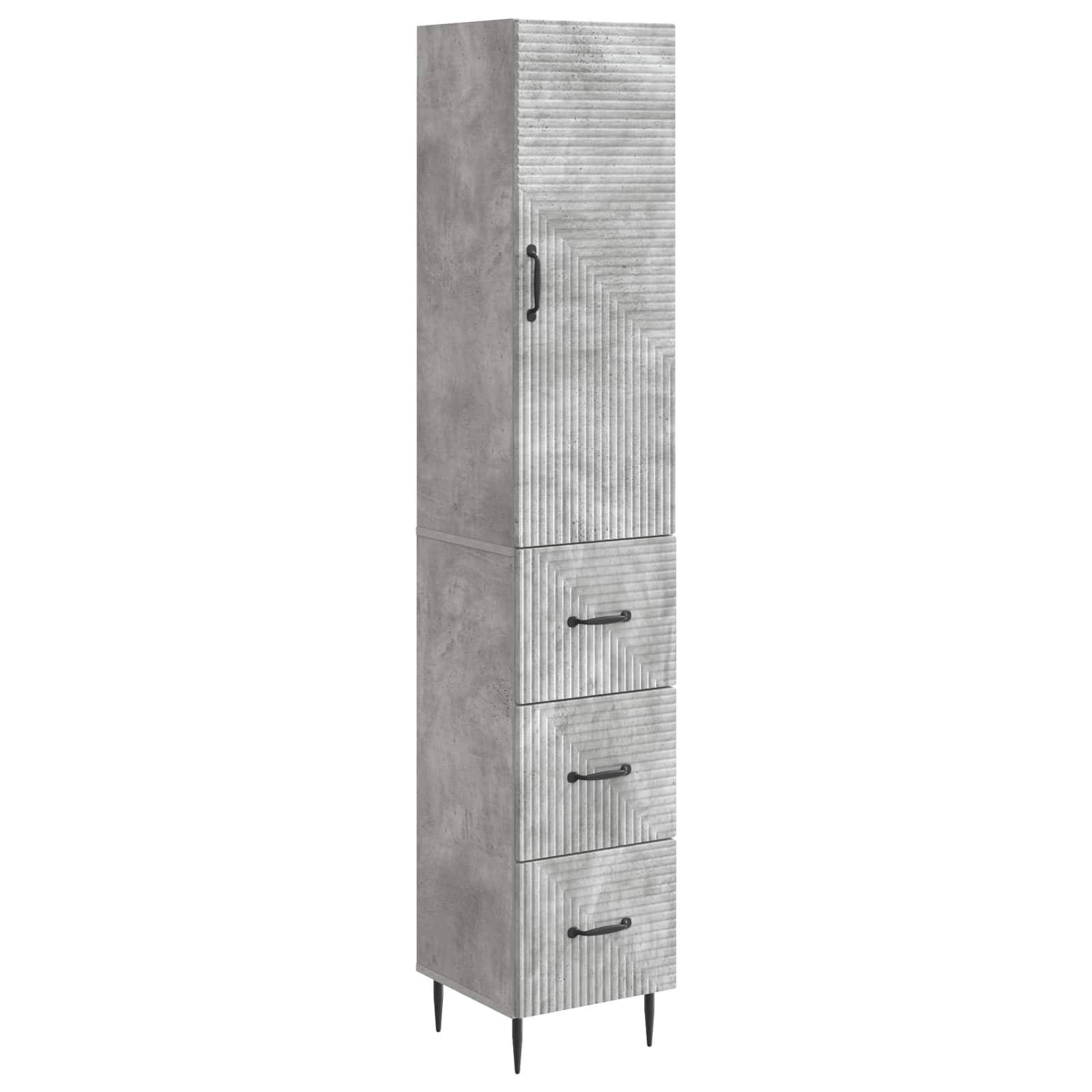 vidaXL Schrankset 2 pcs Betongrau 33 x 34,5 x 90 cm Holzwerkstoff