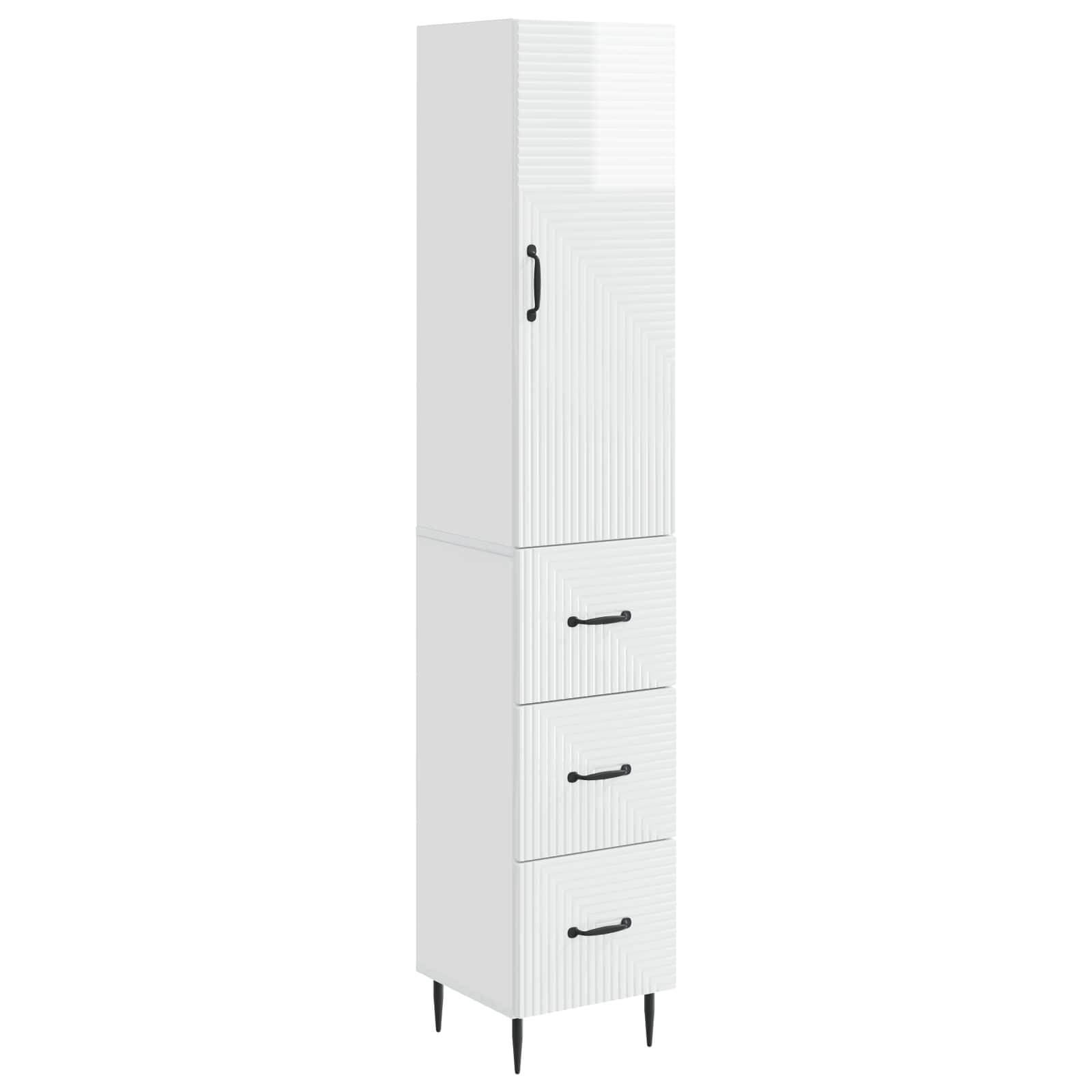 vidaXL Schrankset 2 pcs Hochglanz Weiß 33 x 34,5 x 90 cm Holzwerkstoff