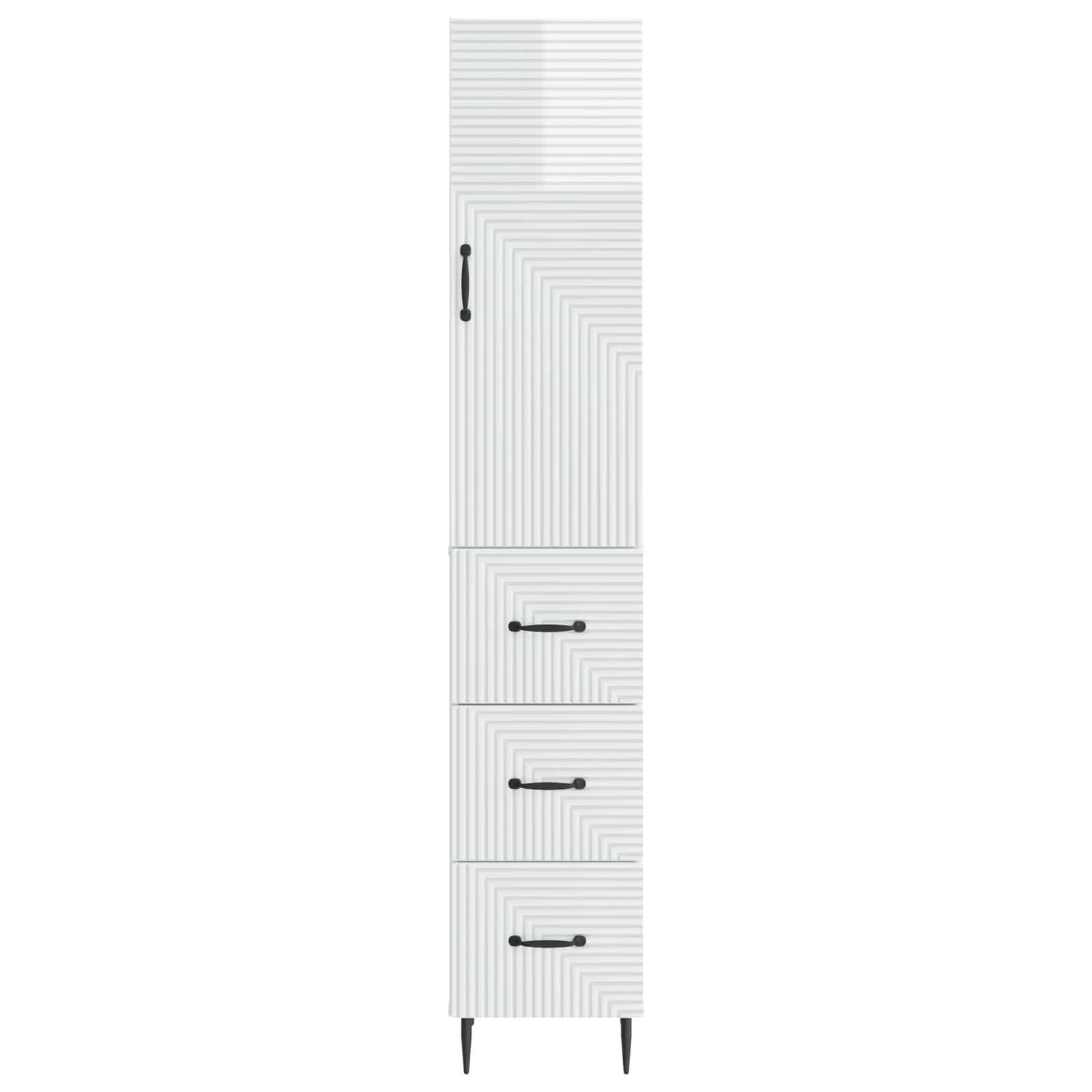 vidaXL Schrankset 2 pcs Hochglanz Weiß 33 x 34,5 x 90 cm Holzwerkstoff