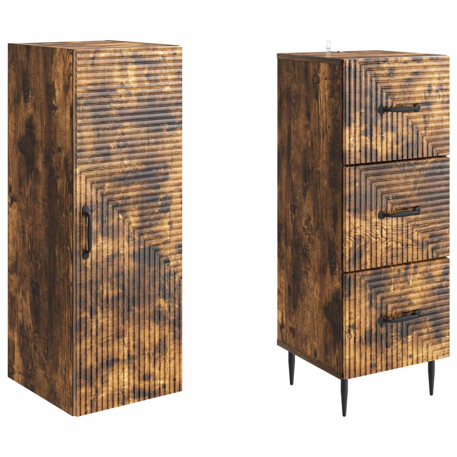 vidaXL Schrankset 2 pcs Geräucherte Eiche 33 x 34,5 x 90 cm